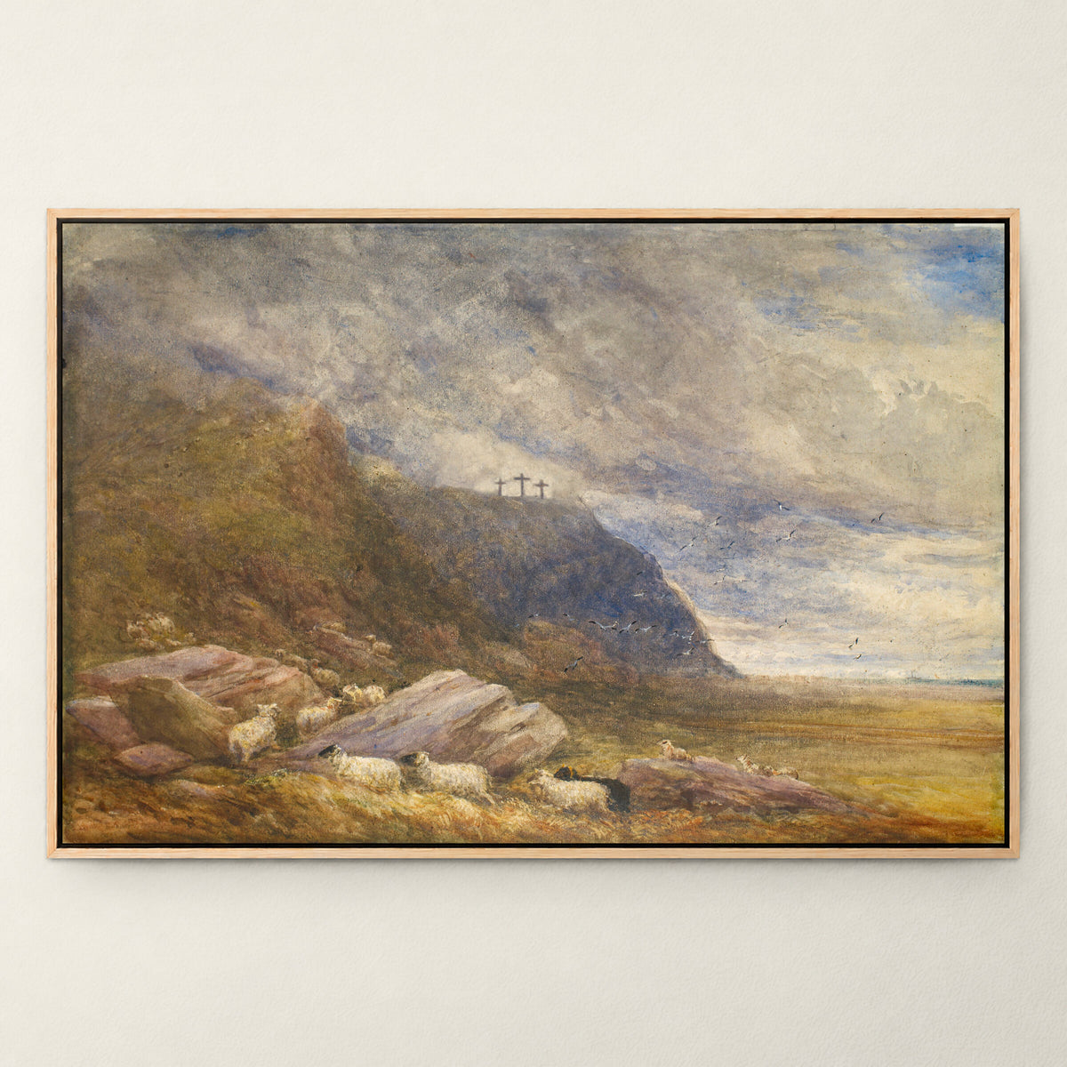 Three Crosses Above the Flock wall art