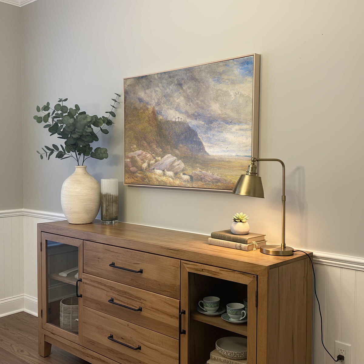 Three Crosses Above the Flock wall art