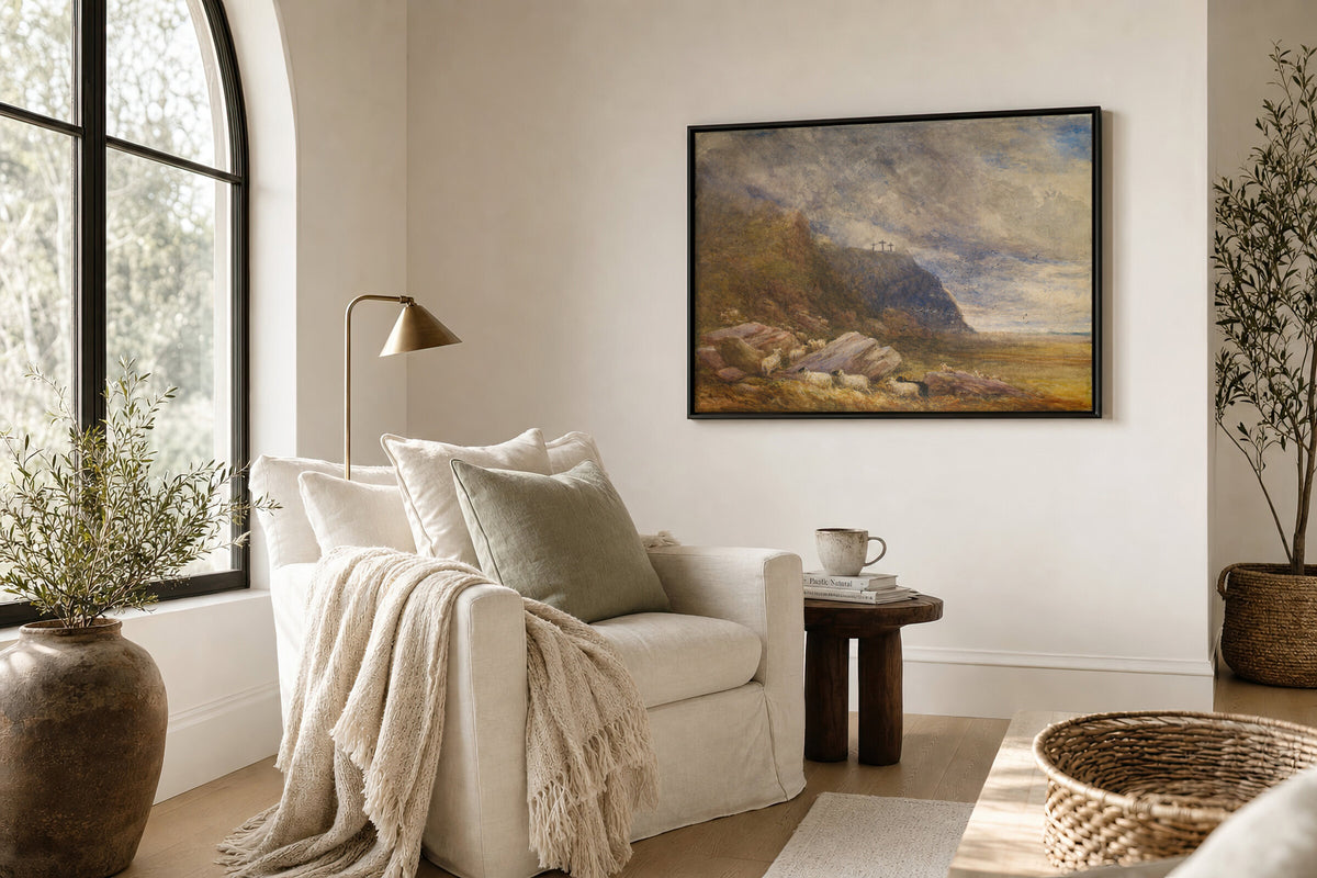 Three Crosses Above the Flock wall art