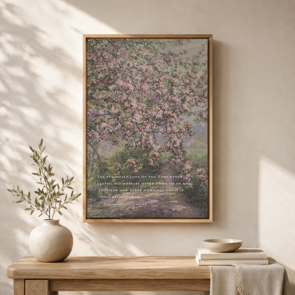 New Every Morning Blossoms — Lamentations 3:22-23 styled view 2