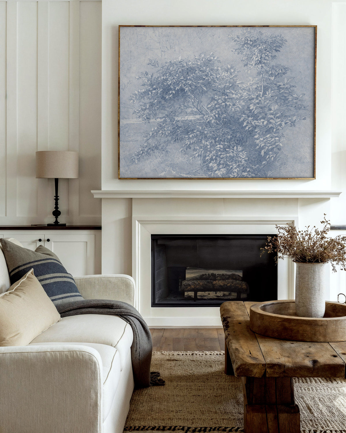 Blue Toile Branches wall art