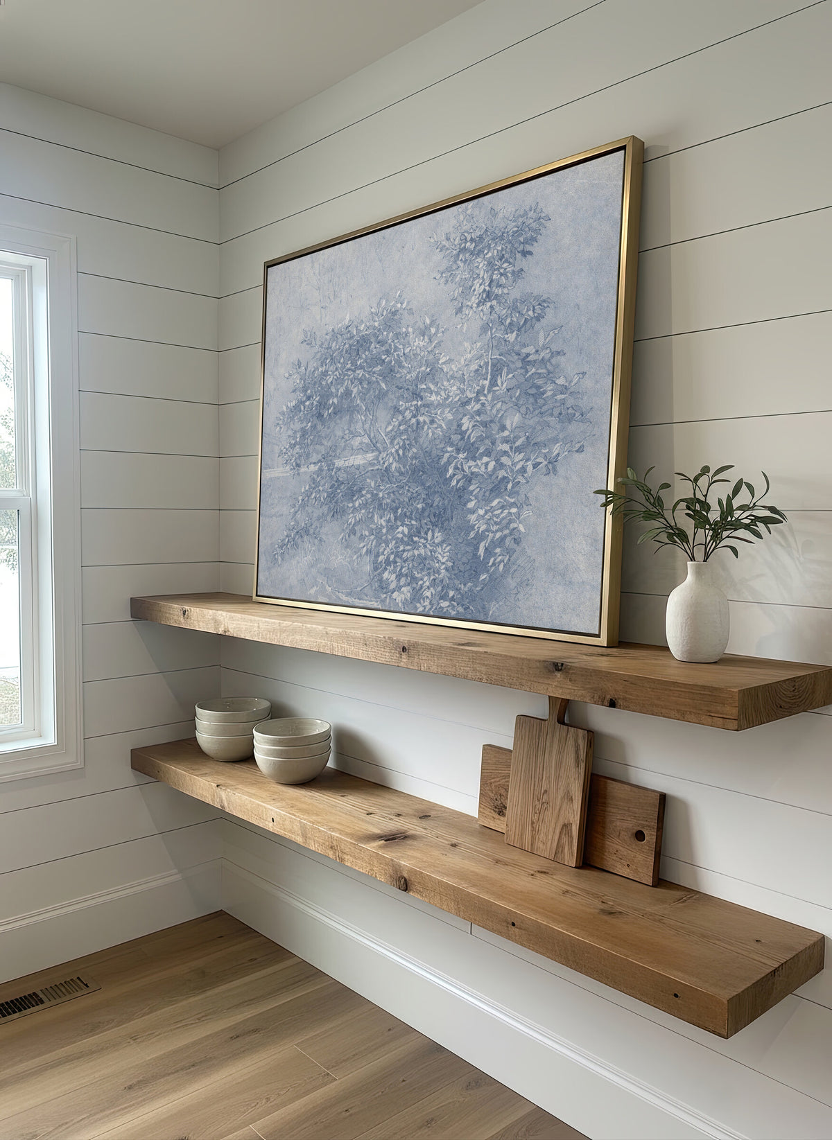 Blue Toile Branches wall art