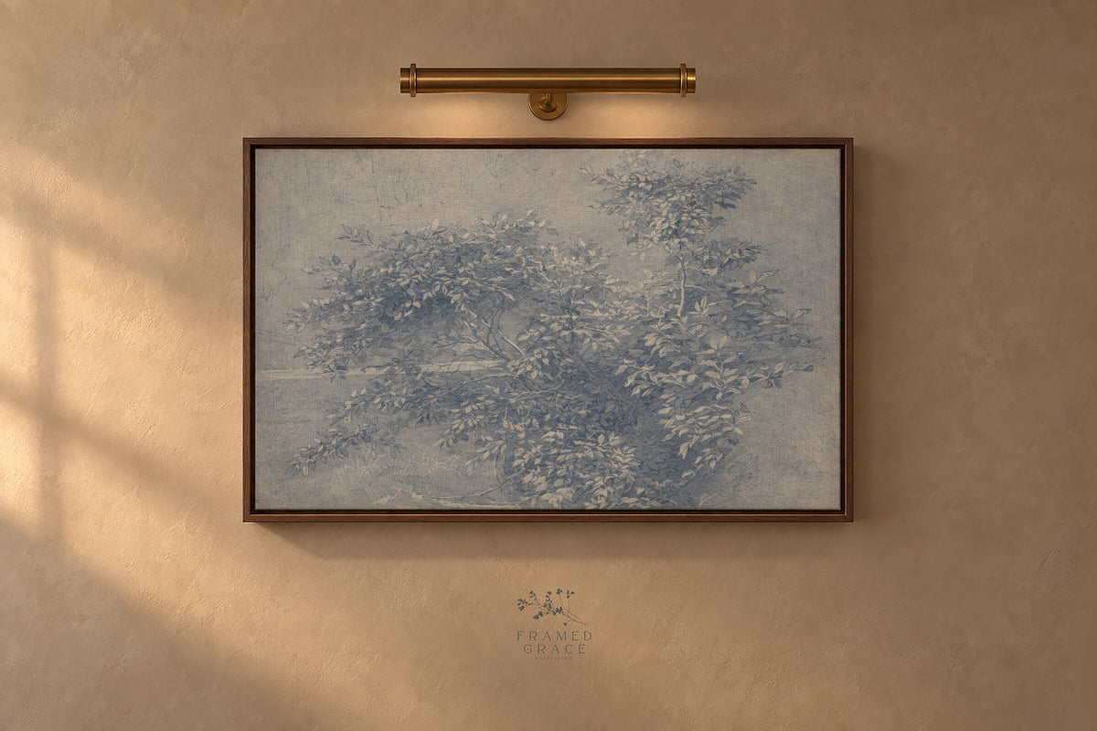 Blue Toile Branches wall art