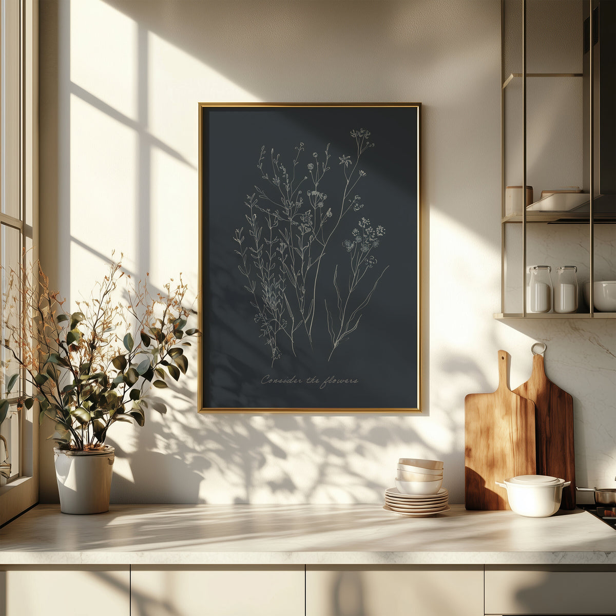Consider the Flowers — Charcoal Botanical wall art