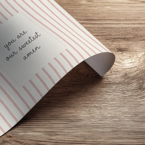 Sweetest Amen Pink Stripes paper print