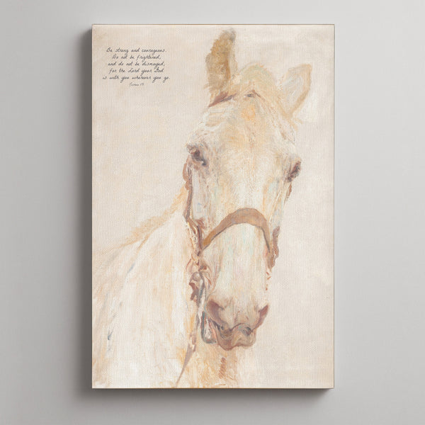 Be Strong, White Horse as an unframed canvas