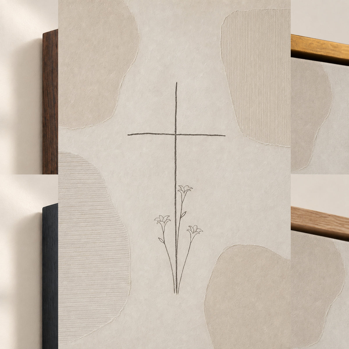 Minimalist Cross Lilies Sketch wall art