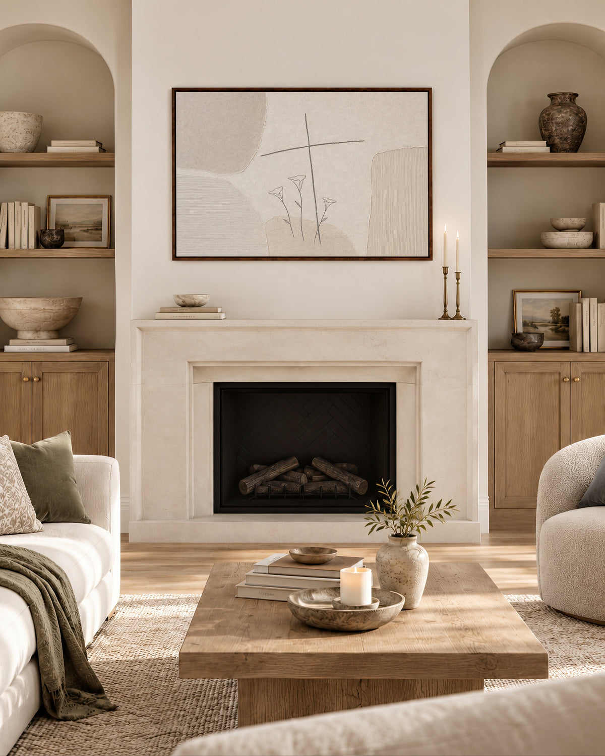Cross Calla Lily Line Art wall art