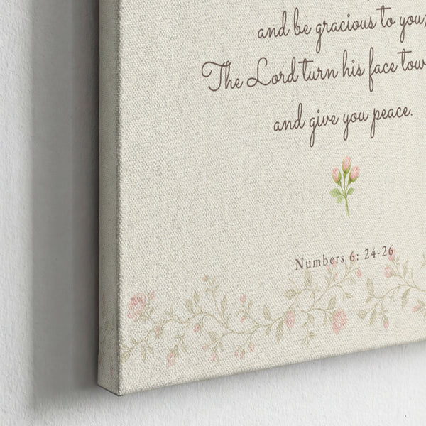 Nursery Blessing Soft Florals unframed canvas corner detail