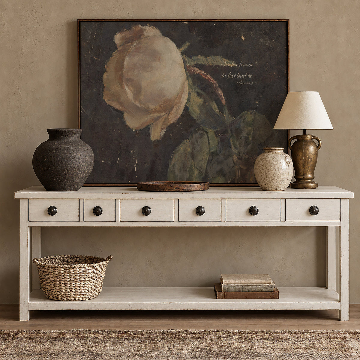Because He First Loved Us Ivory wall art
