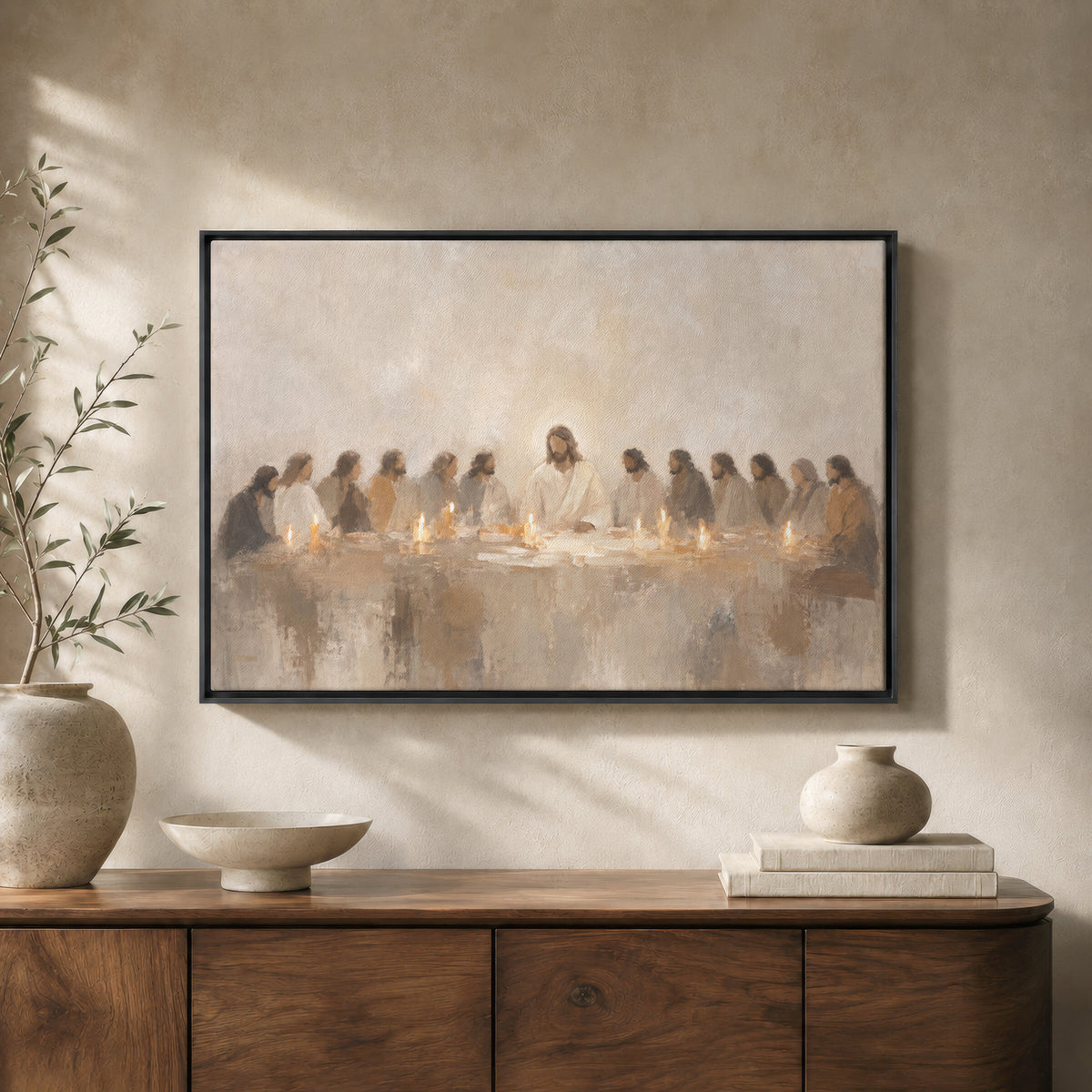 Last Supper Stone Neutral wall art