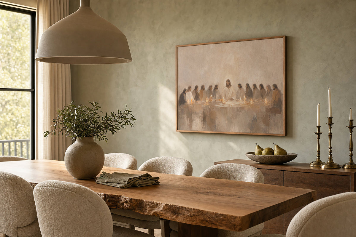 Last Supper Stone Neutral wall art