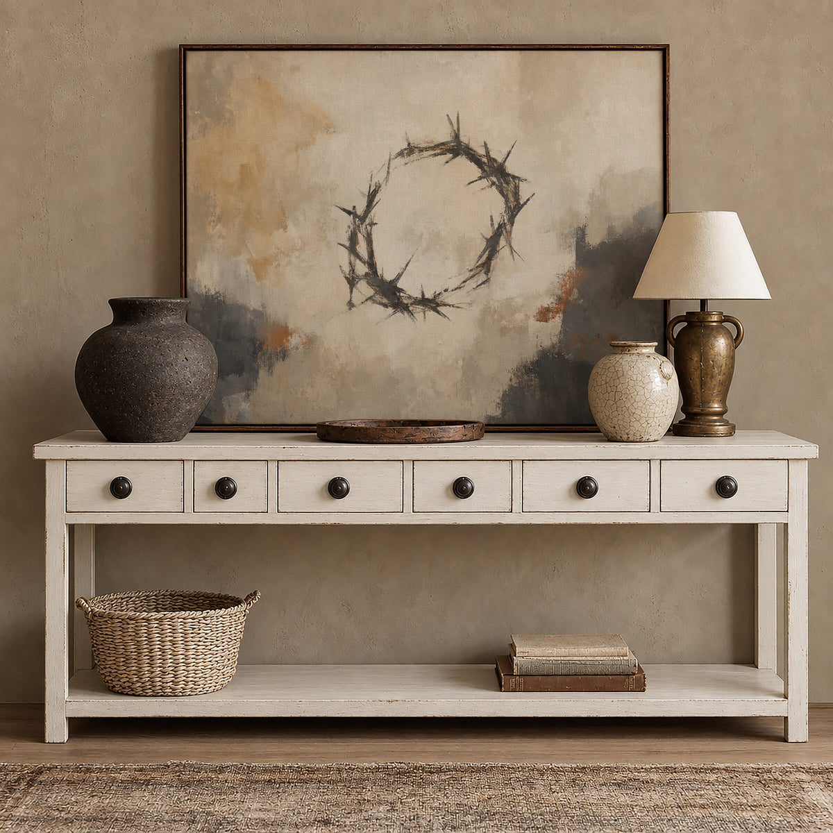 Crown of Thorns Grey Abstract wall art