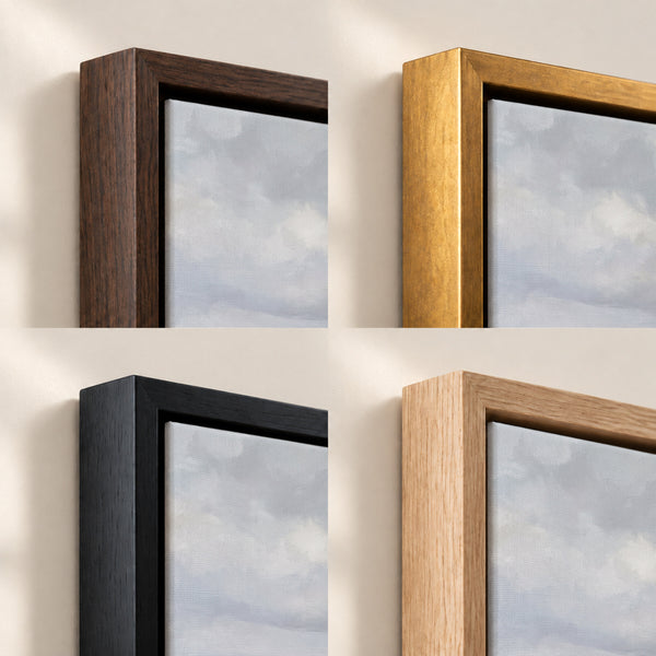 Walking the Shore Together frame finish options: Brown, Gold, Black and Natural