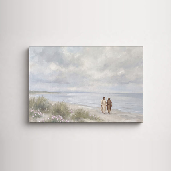 Walking the Shore Together as an unframed canvas