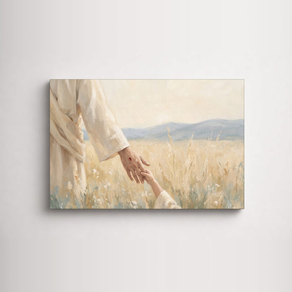Hand in Hand Through the Wheat as an unframed canvas