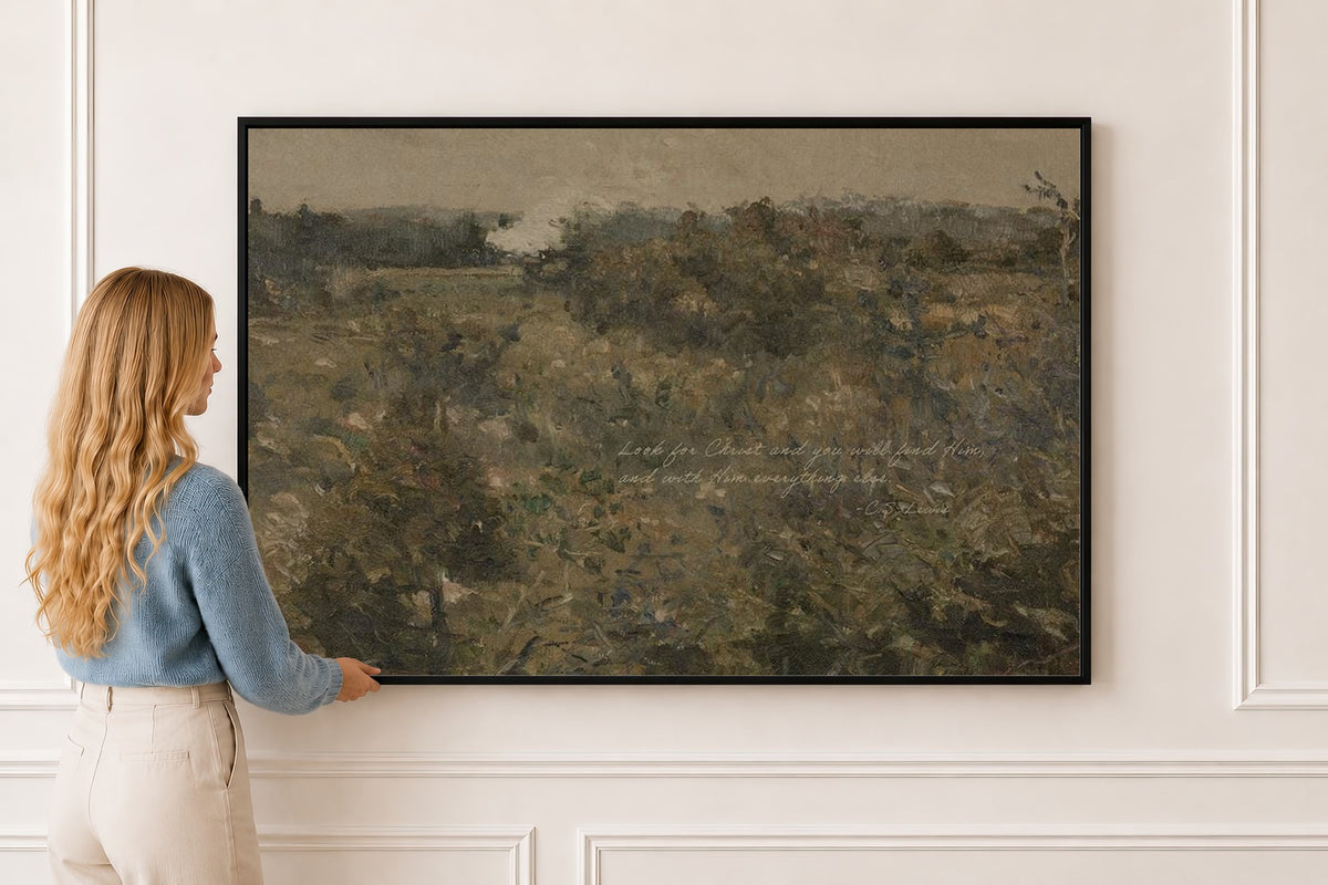 C.S. Lewis Landscape Quote — Scripture Wall Art in a black frame