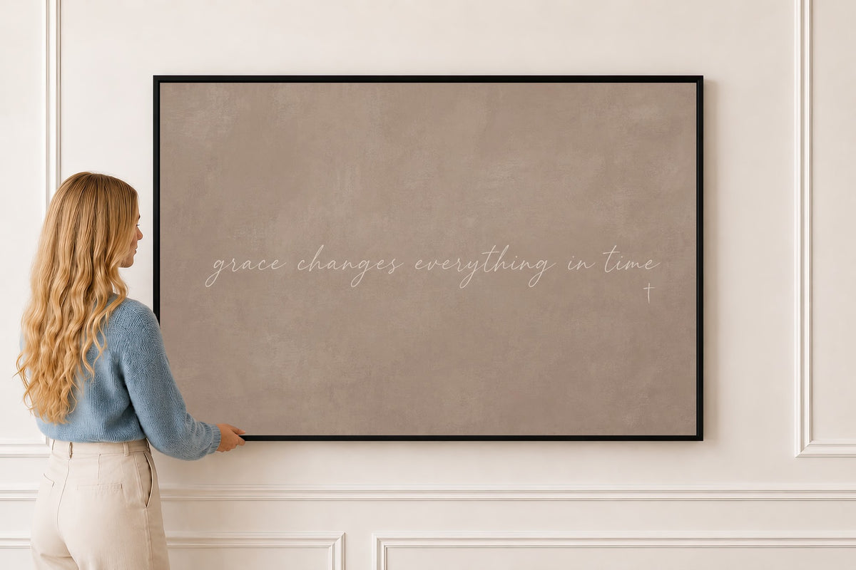 Grace Changes Everything — Scripture Wall Art in a black frame