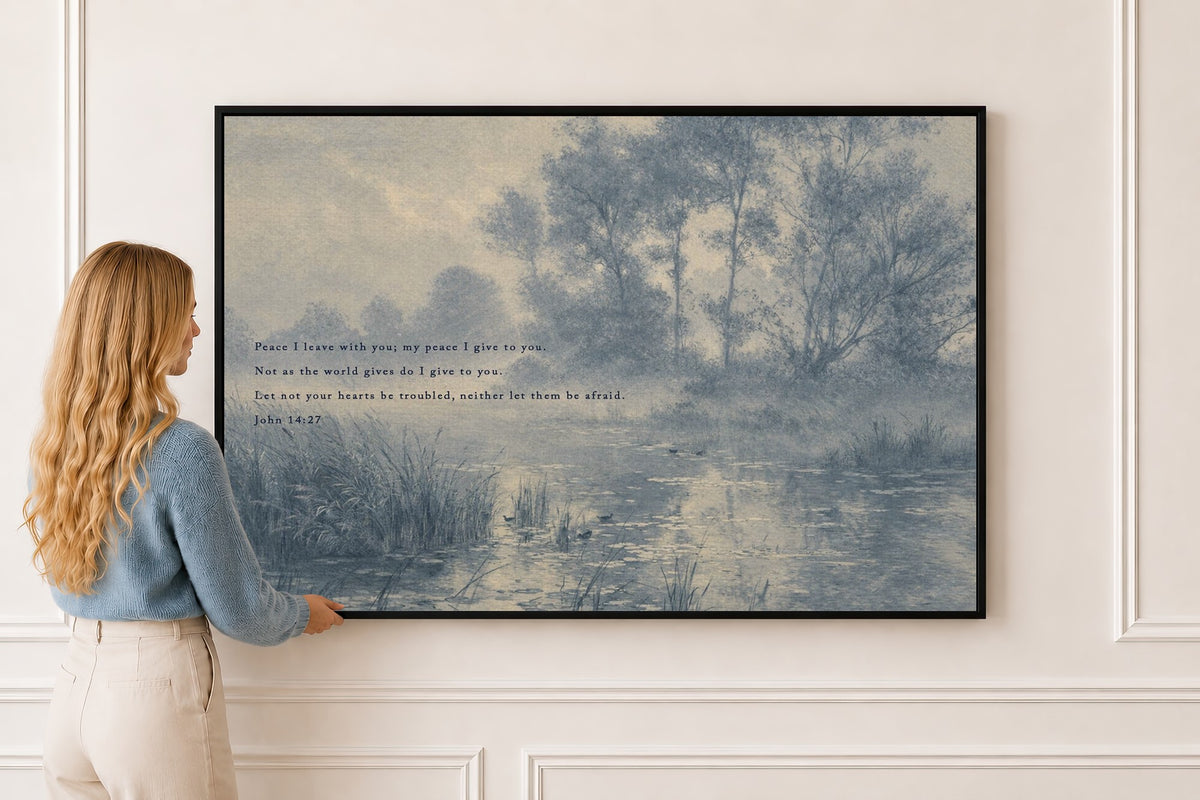 Peace I Leave with You — John 14:27 Scripture Wall Art in a black frame