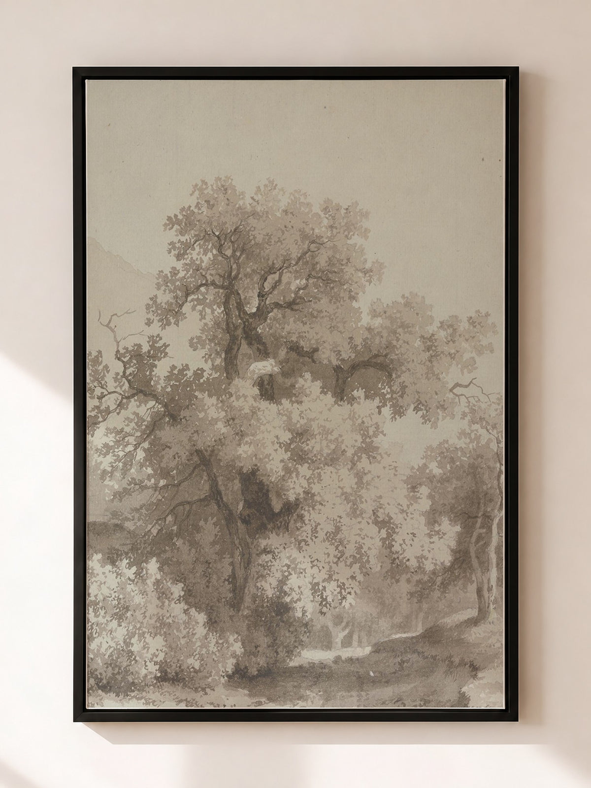 Sepia Woodland — Landscape Print in a black frame