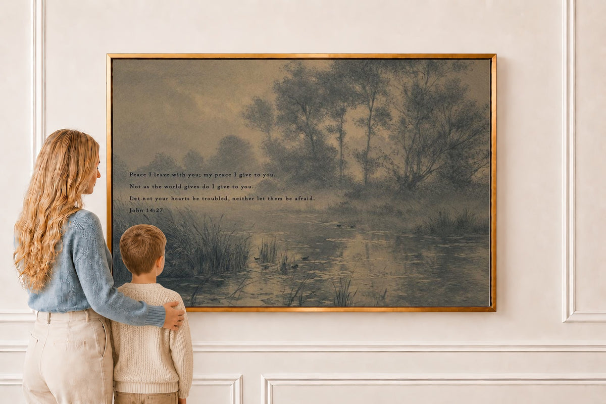 Vintage Landscape — John 14:27 in a gold frame