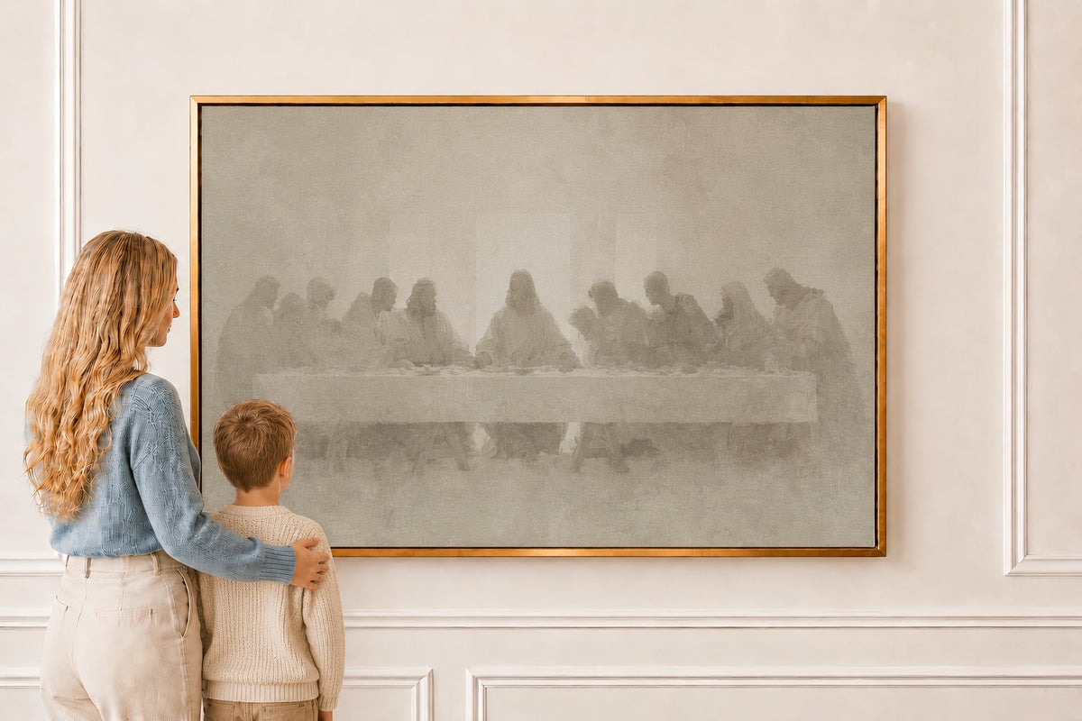 Last Supper — Minimalist Wall Art in a gold frame