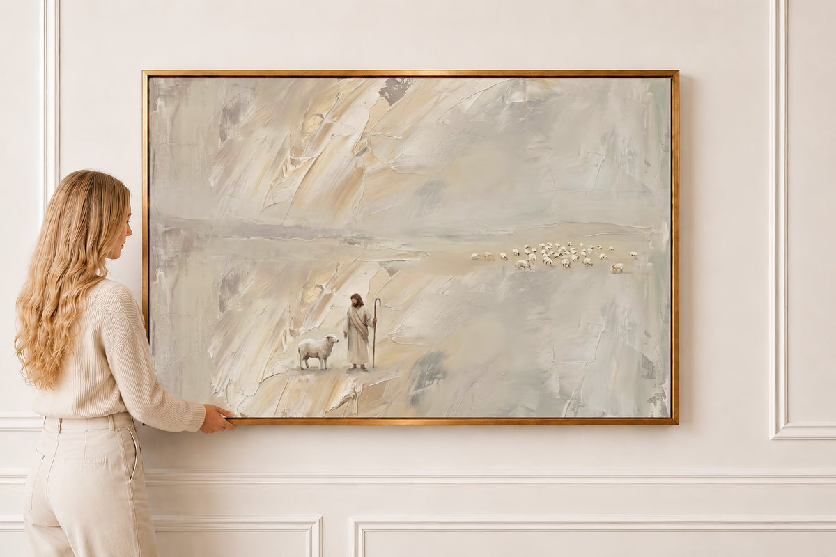 Lost Sheep — Luke 15 in a gold frame