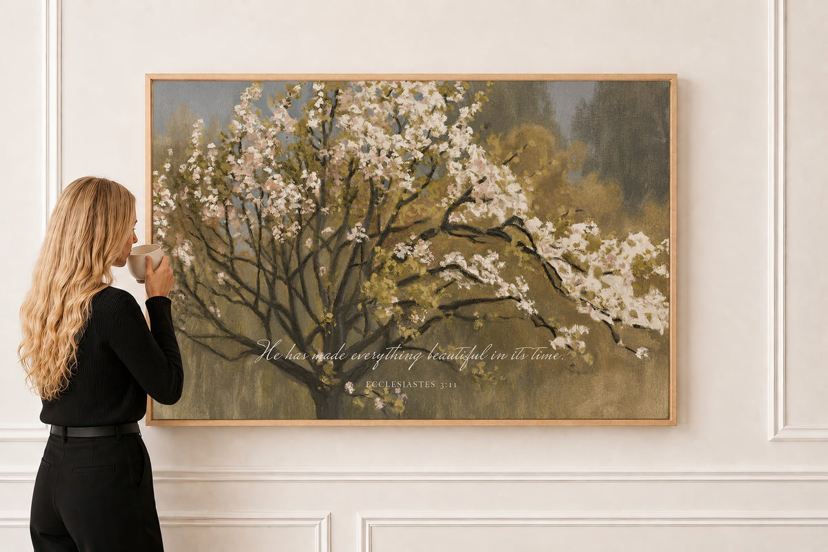 Everything Beautiful — Ecclesiastes 3:11 in a natural oak frame