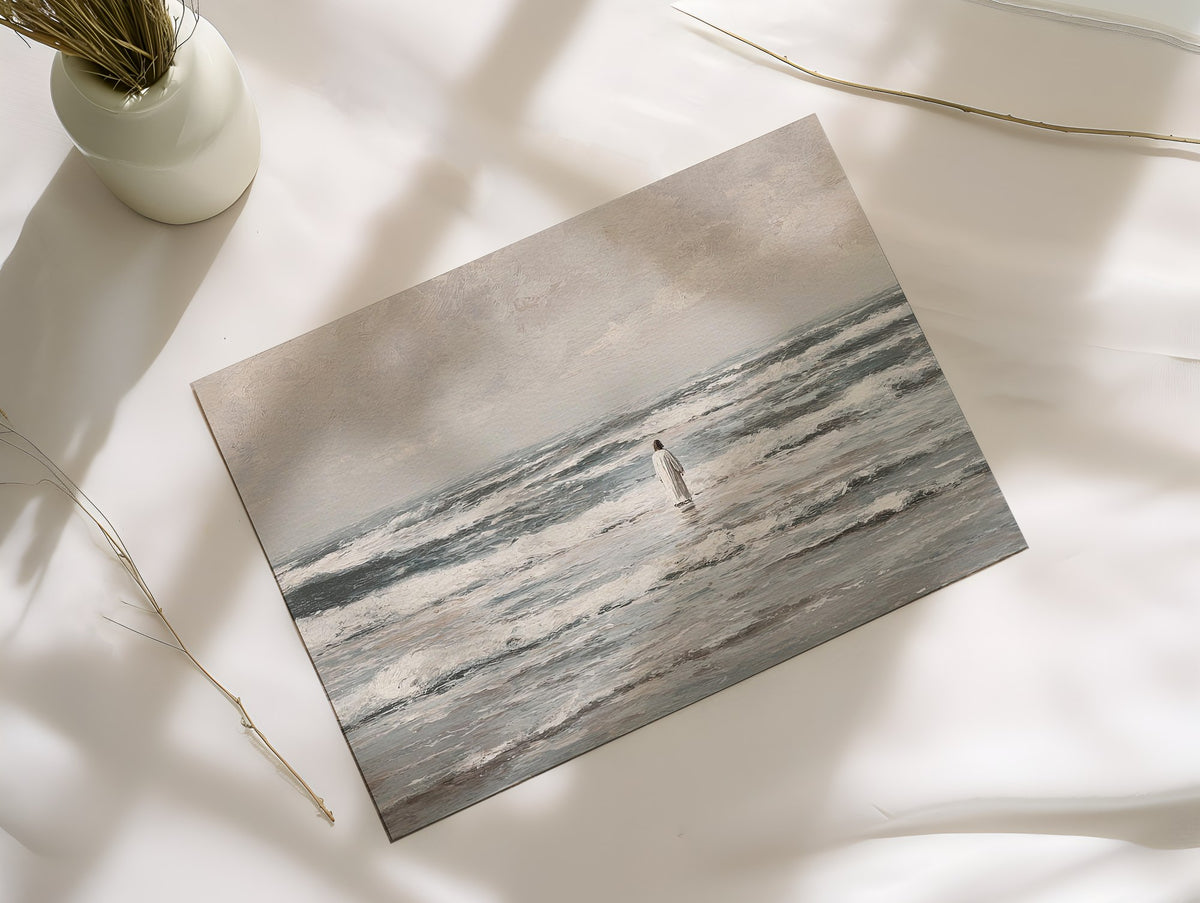 Power Over the Waves and Ocean - Christian Wall Decor, Ocean Art Print as an unframed matte paper print
