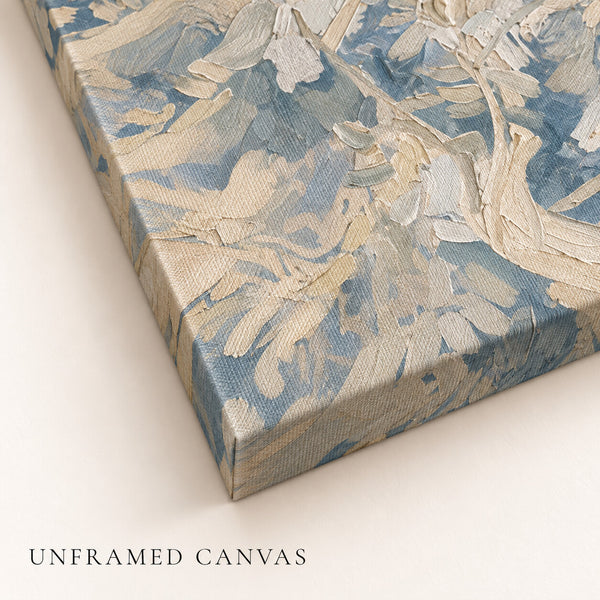 Close-up of a Framed Grace unframed gallery-wrapped canvas edge