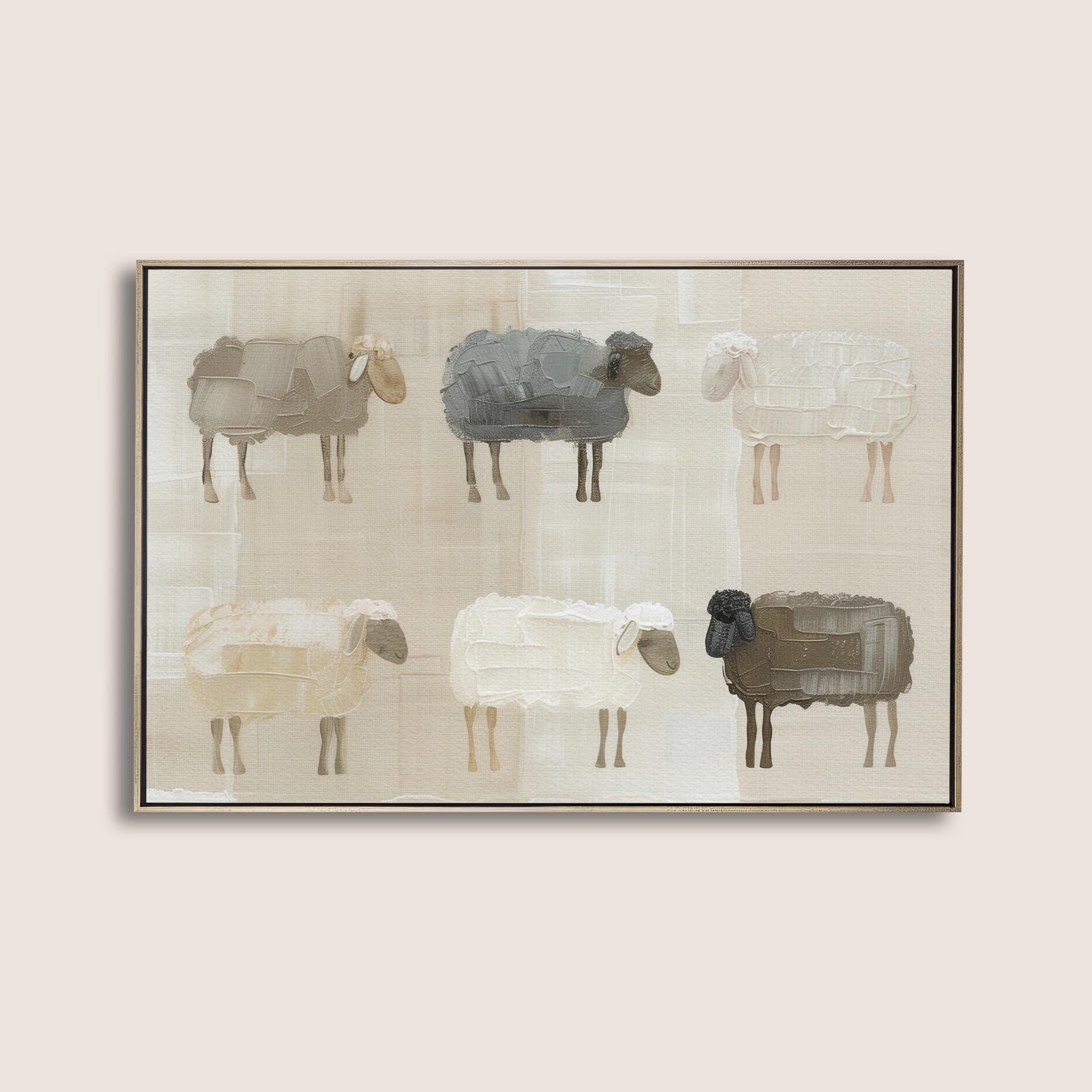 Abstract Sheep Wall Art, Minimalist Animal Print, Cozy Beige Nursery