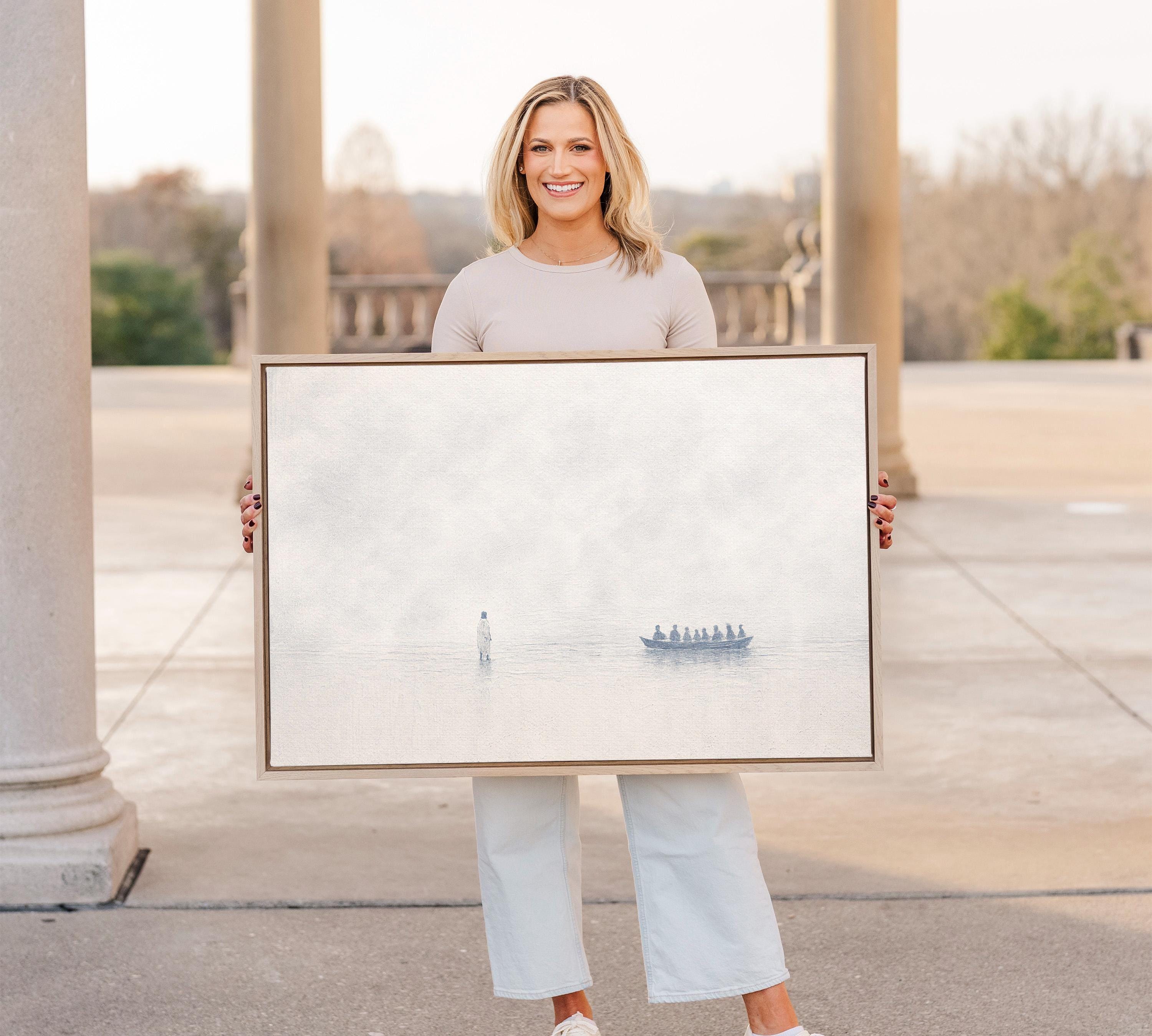 John 6:16 Wall Art – Minimalist Scripture Print, Christian Home Decor, Neutral Canvas-Style Artwork