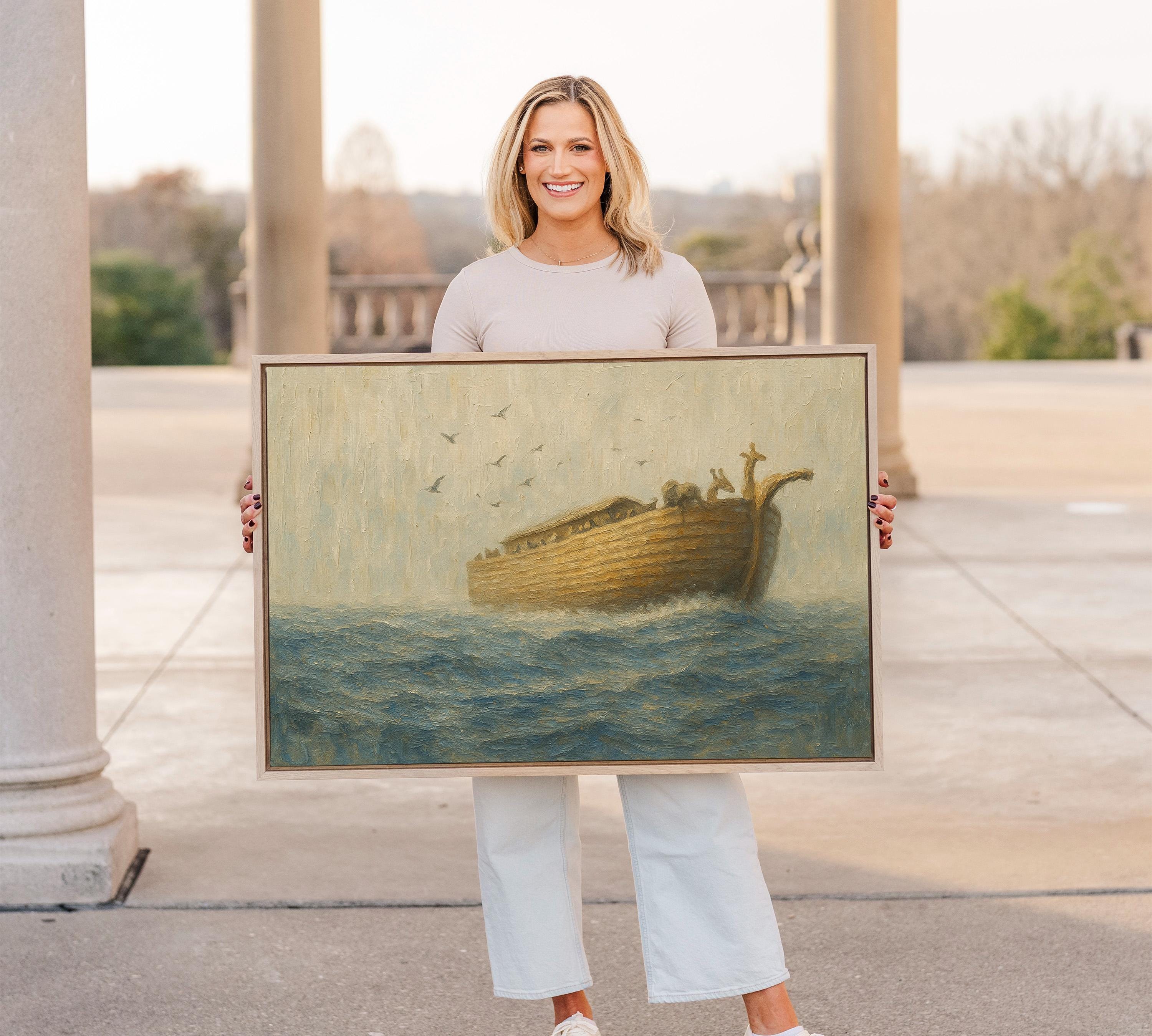 Noah's Ark Canvas Art Print: Christian Faith Nursery Decor