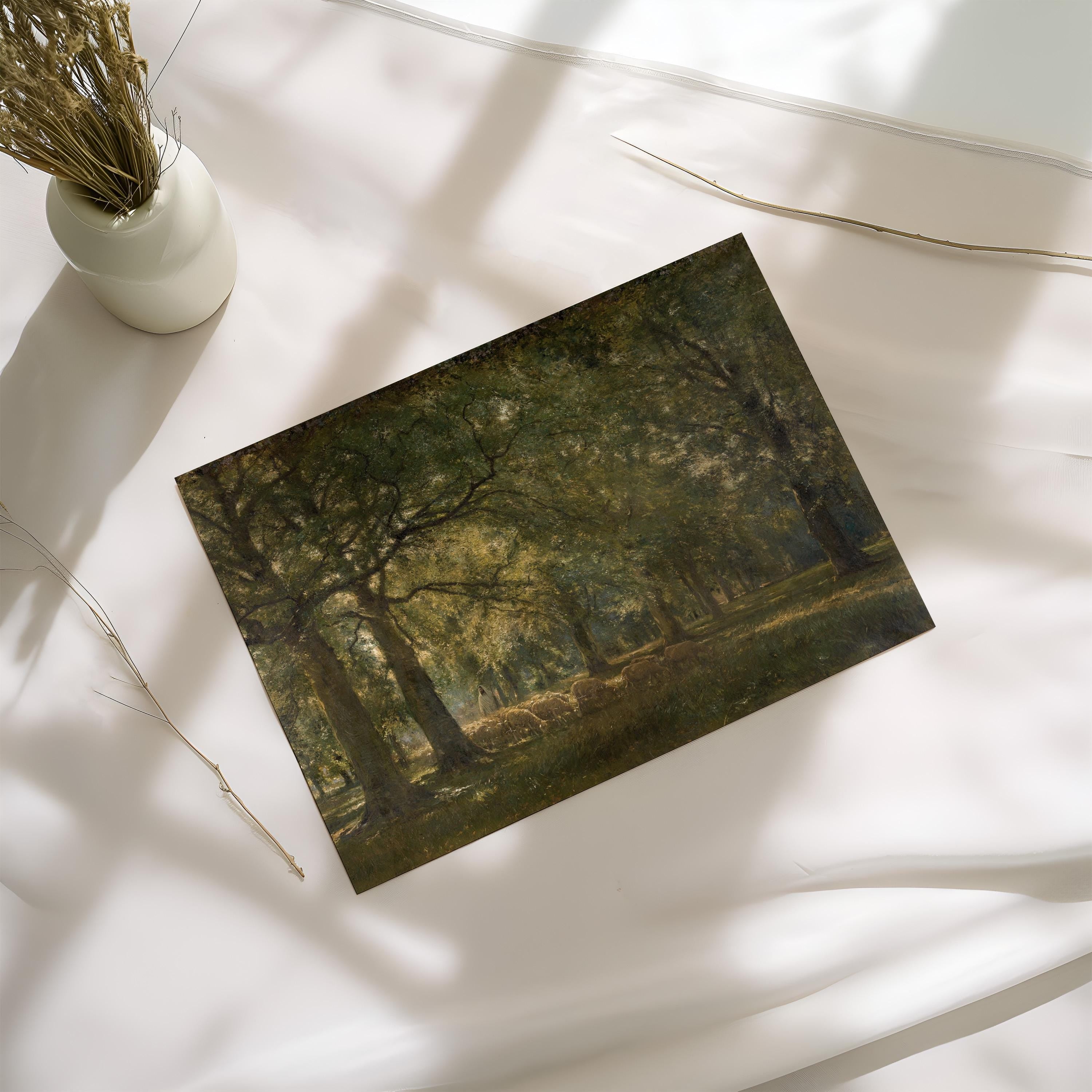 The Good Shepherd Meadow Landscape Print, Vintage Pastoral Wall Art with Sheep, Psalm 23 Inspired