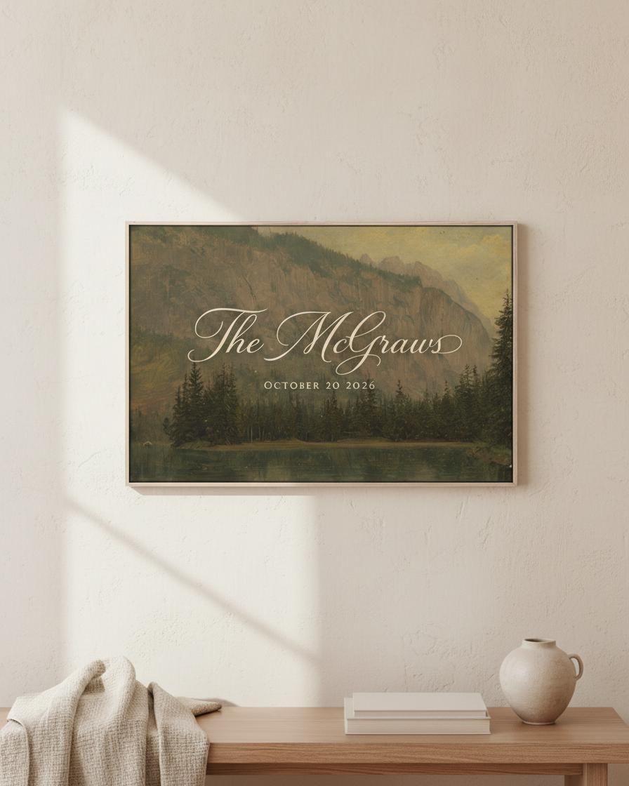 Custom Vintage Art Wedding Newlyweds Sign - Reception or Home Decor - Wedding Gift