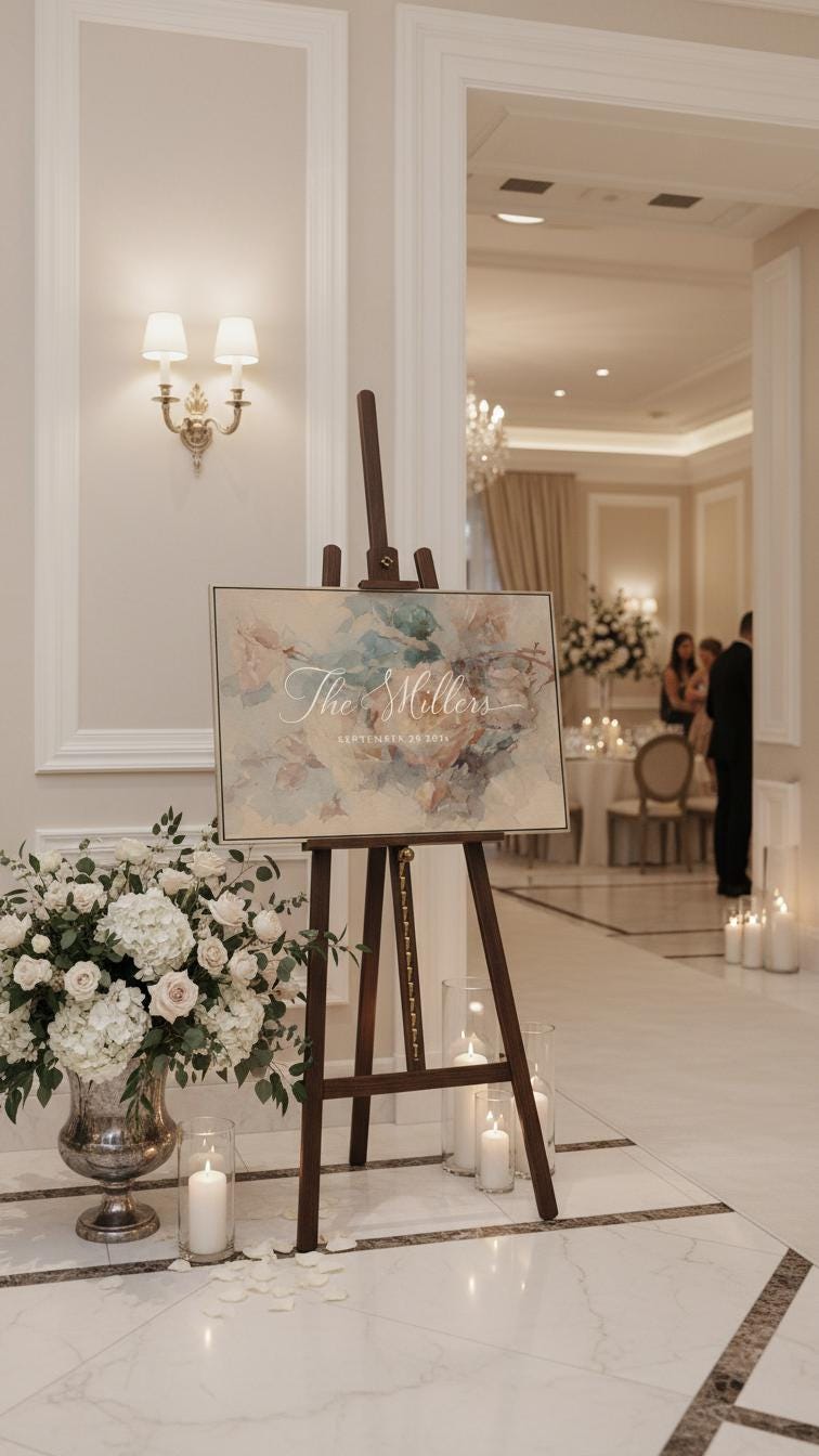 Custom Vintage Art Wedding Newlyweds Sign - Reception or Home Decor - Wedding Gift