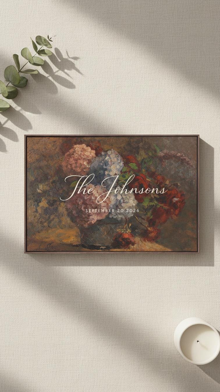 Custom Vintage Art Wedding Newlyweds Sign - Reception or Home Decor - Wedding Gift