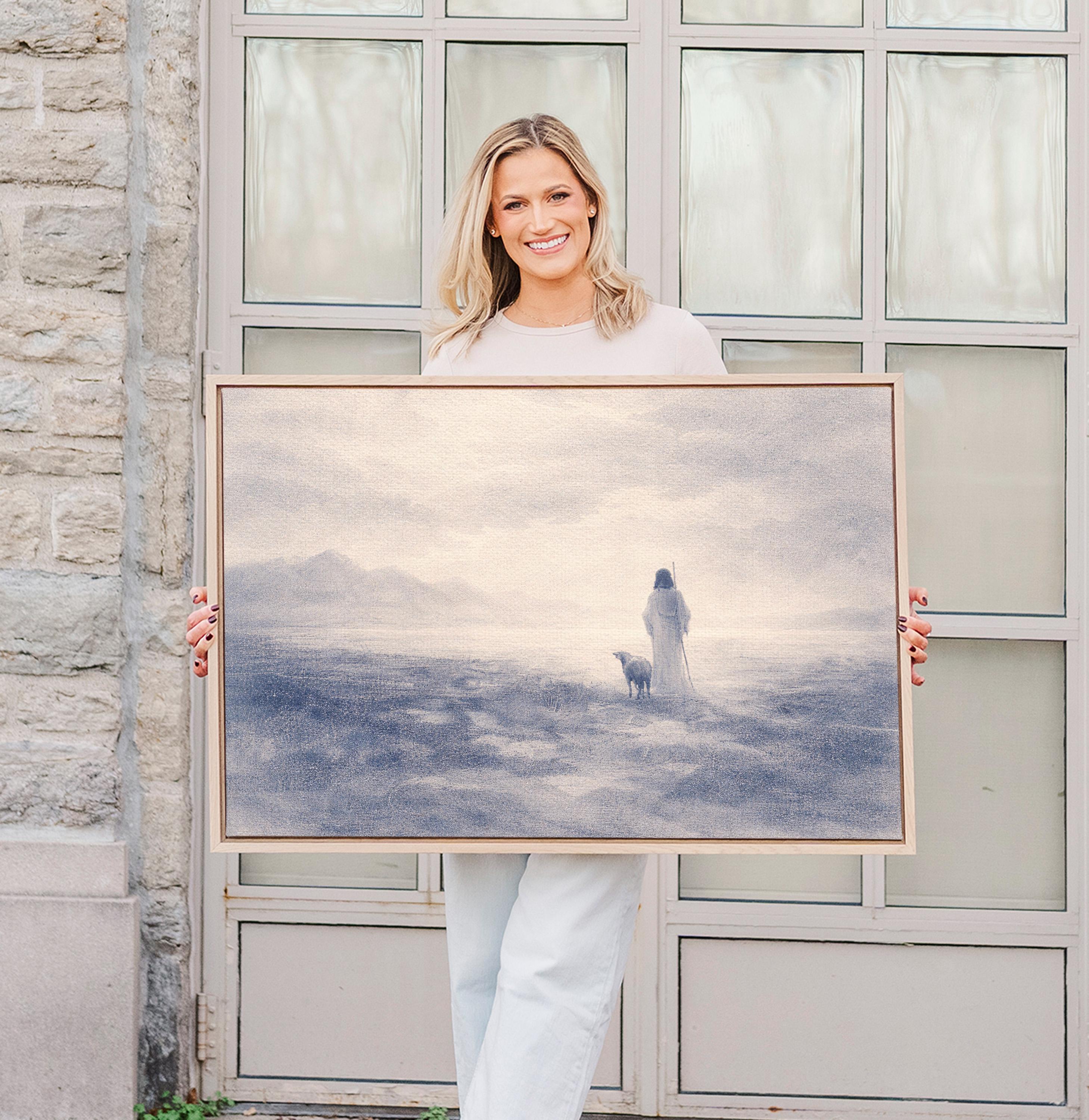 Good Shepherd Wall Art – Jesus Print – Neutral Christian Wall Decor – Psalm 23 Inspired Faith Artwork – Vintage Biblical Farmhouse Art