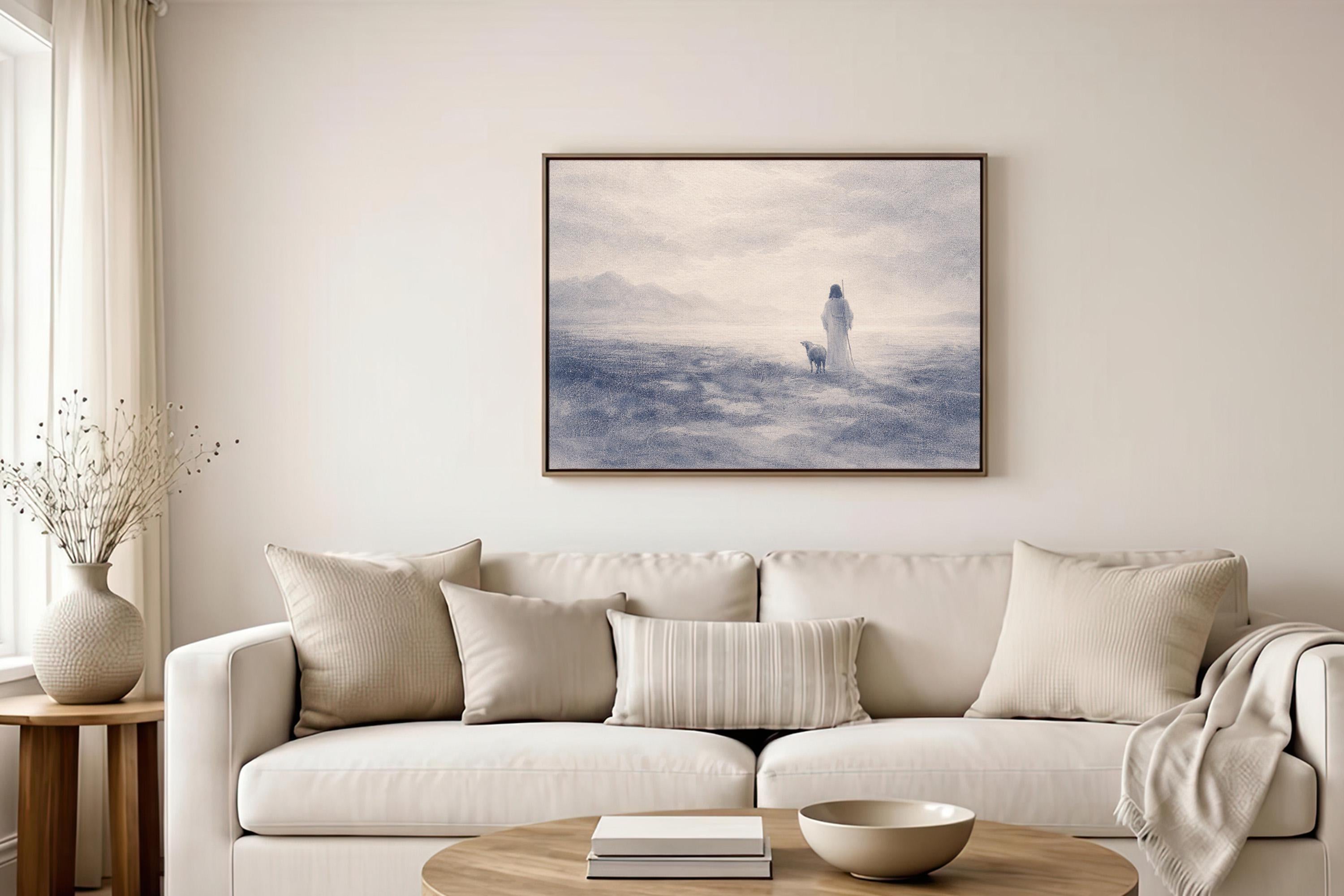 Good Shepherd Wall Art – Jesus Print – Neutral Christian Wall Decor – Psalm 23 Inspired Faith Artwork – Vintage Biblical Farmhouse Art