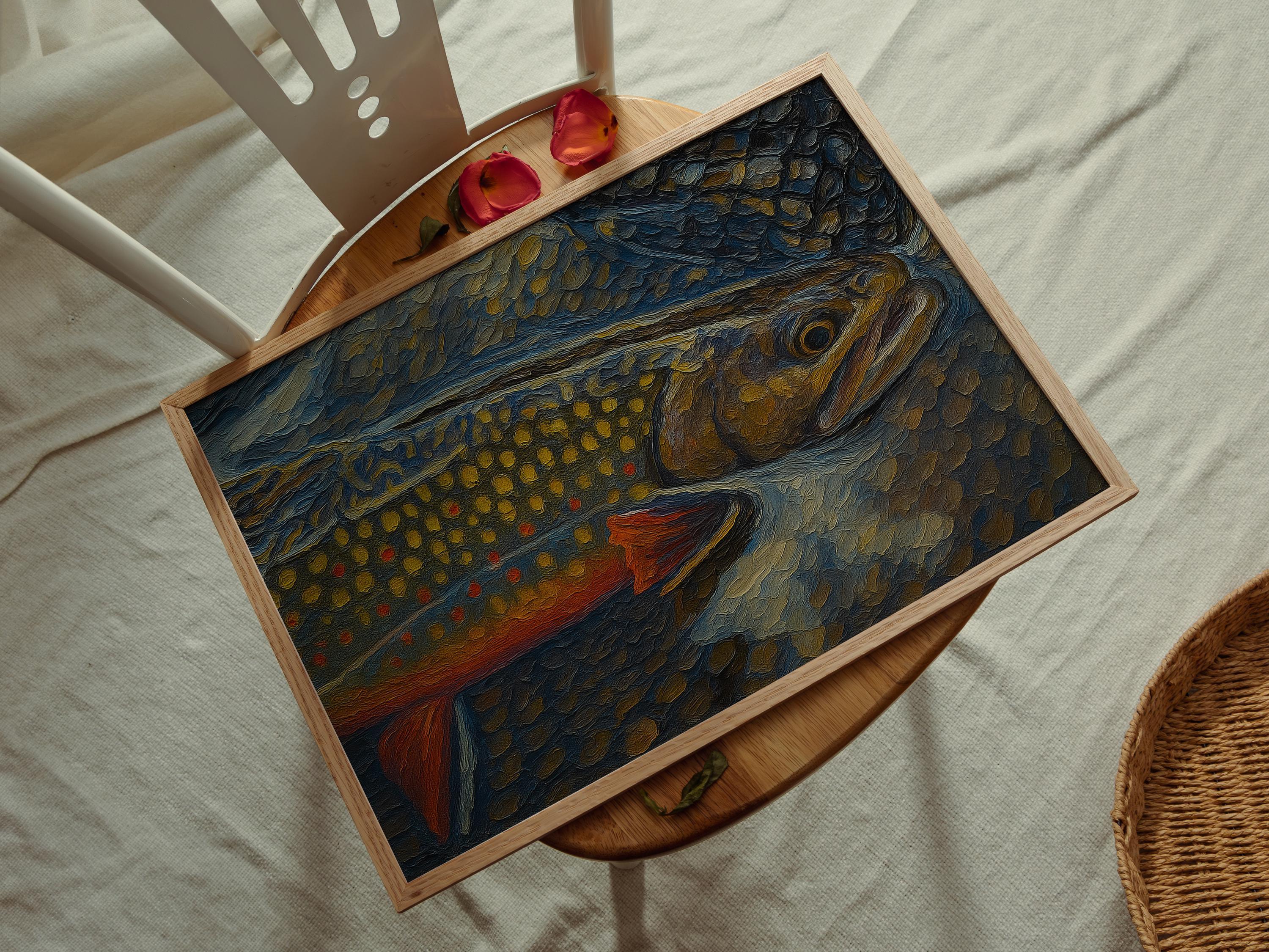 Brook Trout Fly Fishing Canvas Art - Impressionist Cabin Decor - Gift For Outdoors Lover