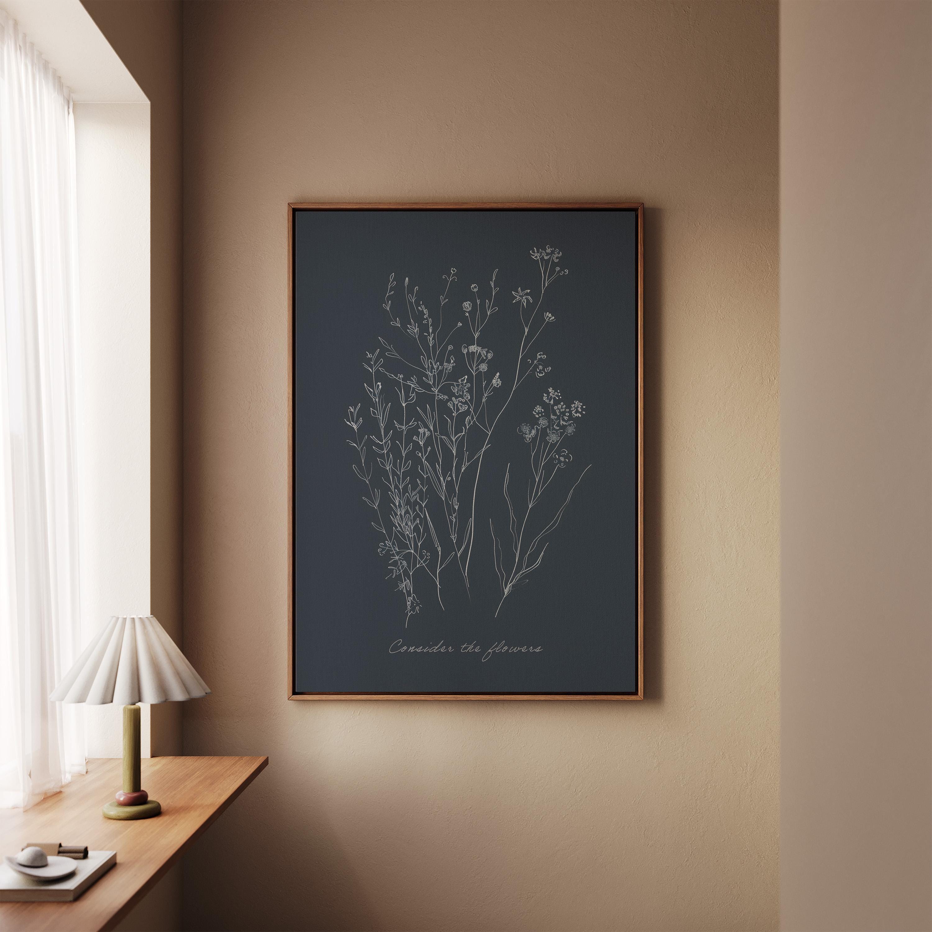 Consider the Flowers Christian Wall Art, Minimal Scripture Botanical Print, Matthew 6 Inspired Faith Artwork, Modern Christian Decor