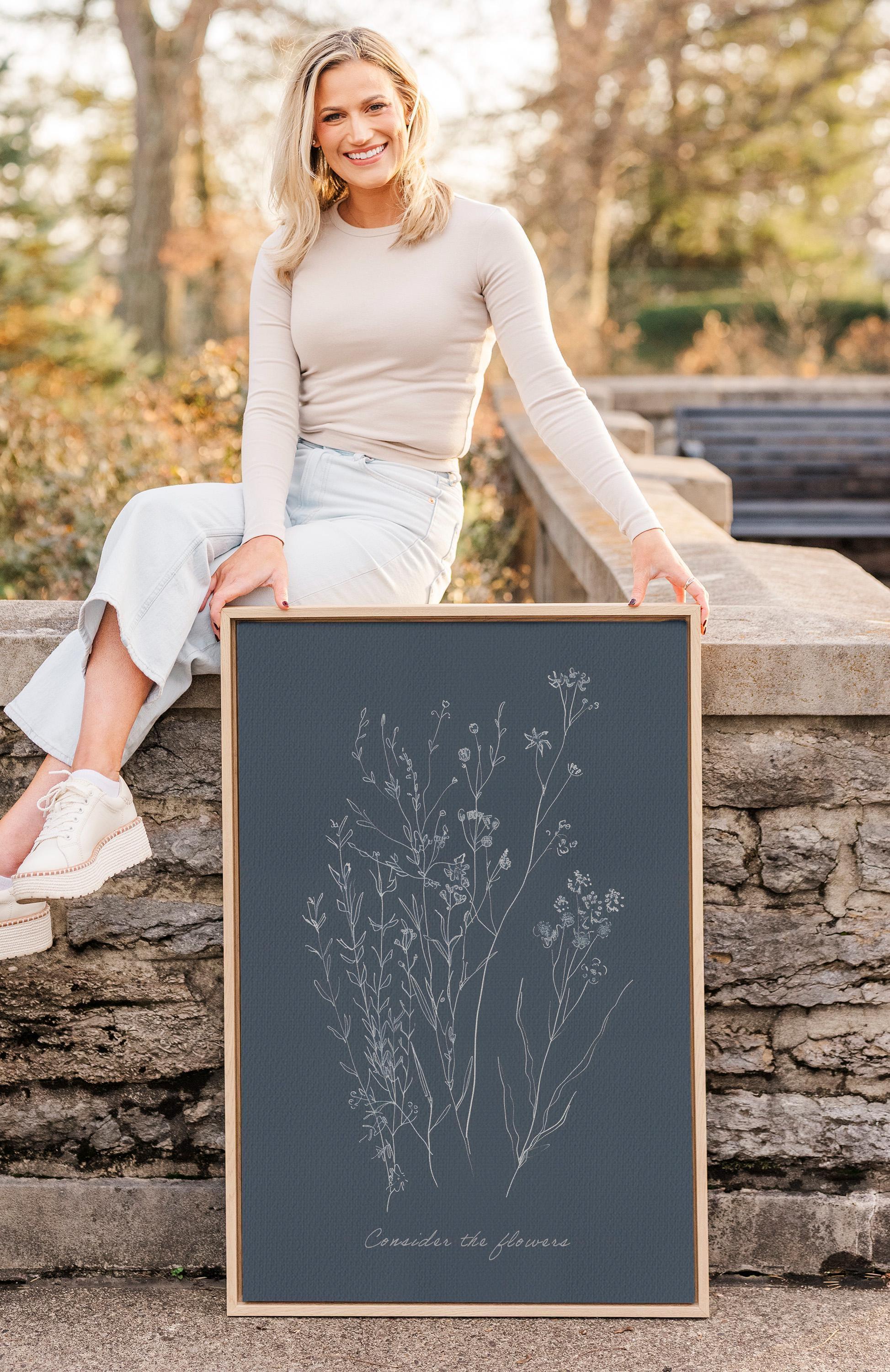 Consider the Flowers Christian Wall Art, Minimal Scripture Botanical Print, Matthew 6 Inspired Faith Artwork, Modern Christian Decor