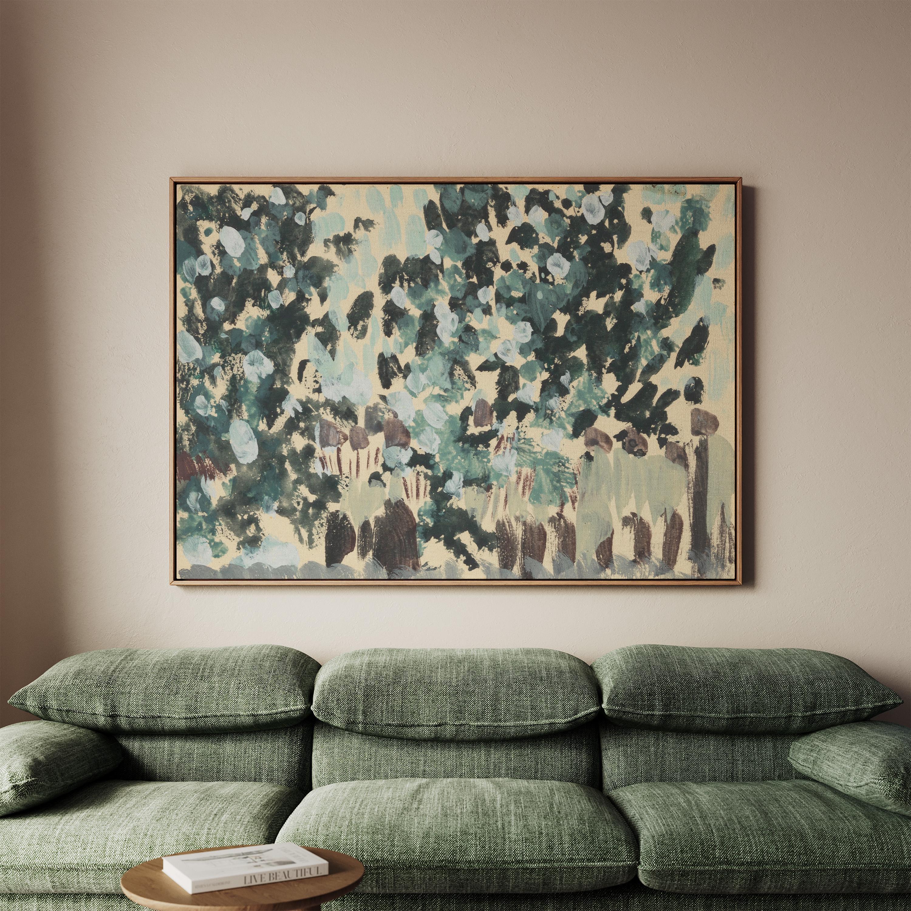 Abstract Garden Christian Wall Art, Faith Inspired Botanical Painting, Modern Christian Home Decor, Soft Teal Blue Floral Artwork
