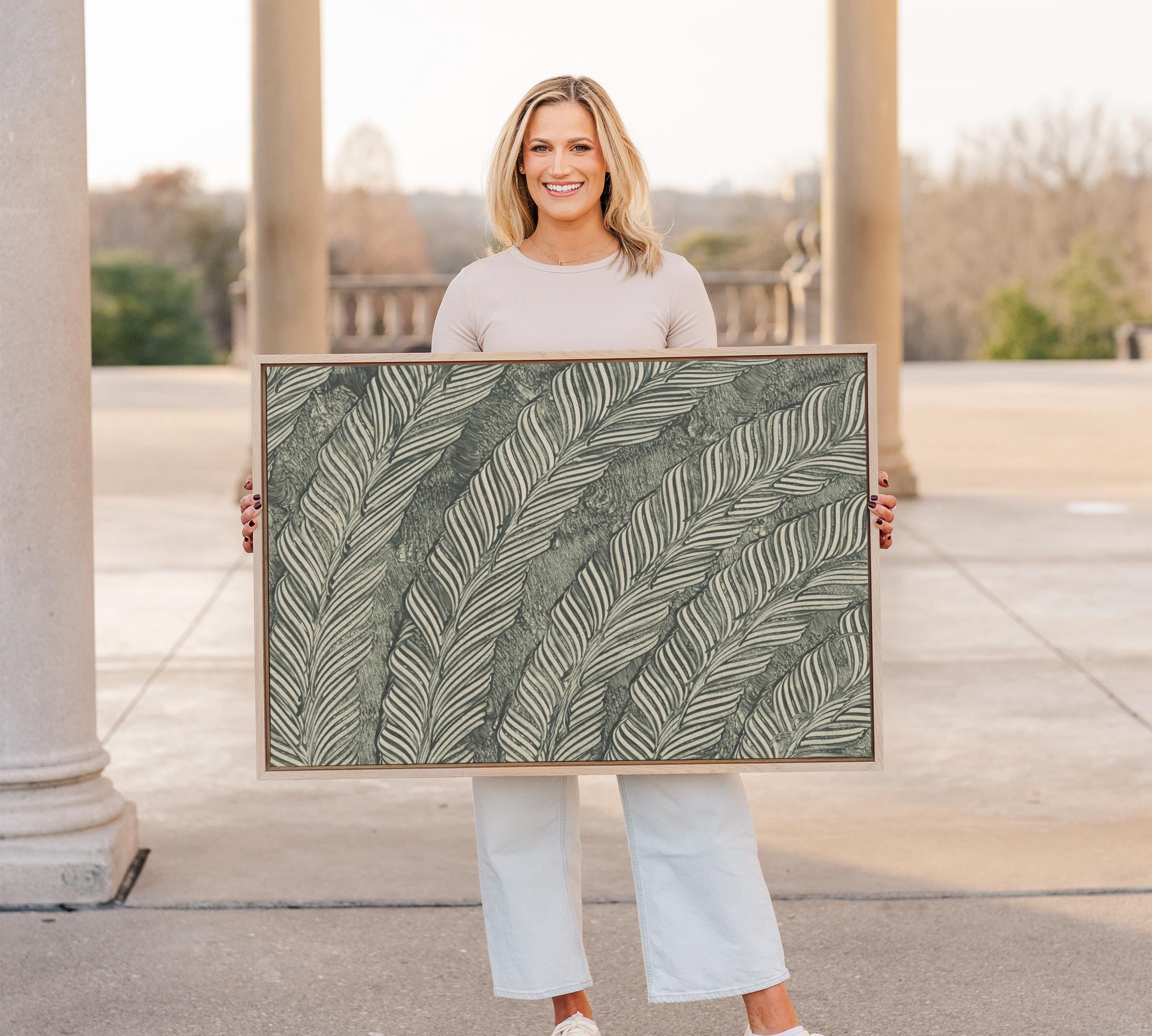 Neutral Botanical Wall Art, Green Palm Leaf Print, Earthy Faith Home Decor