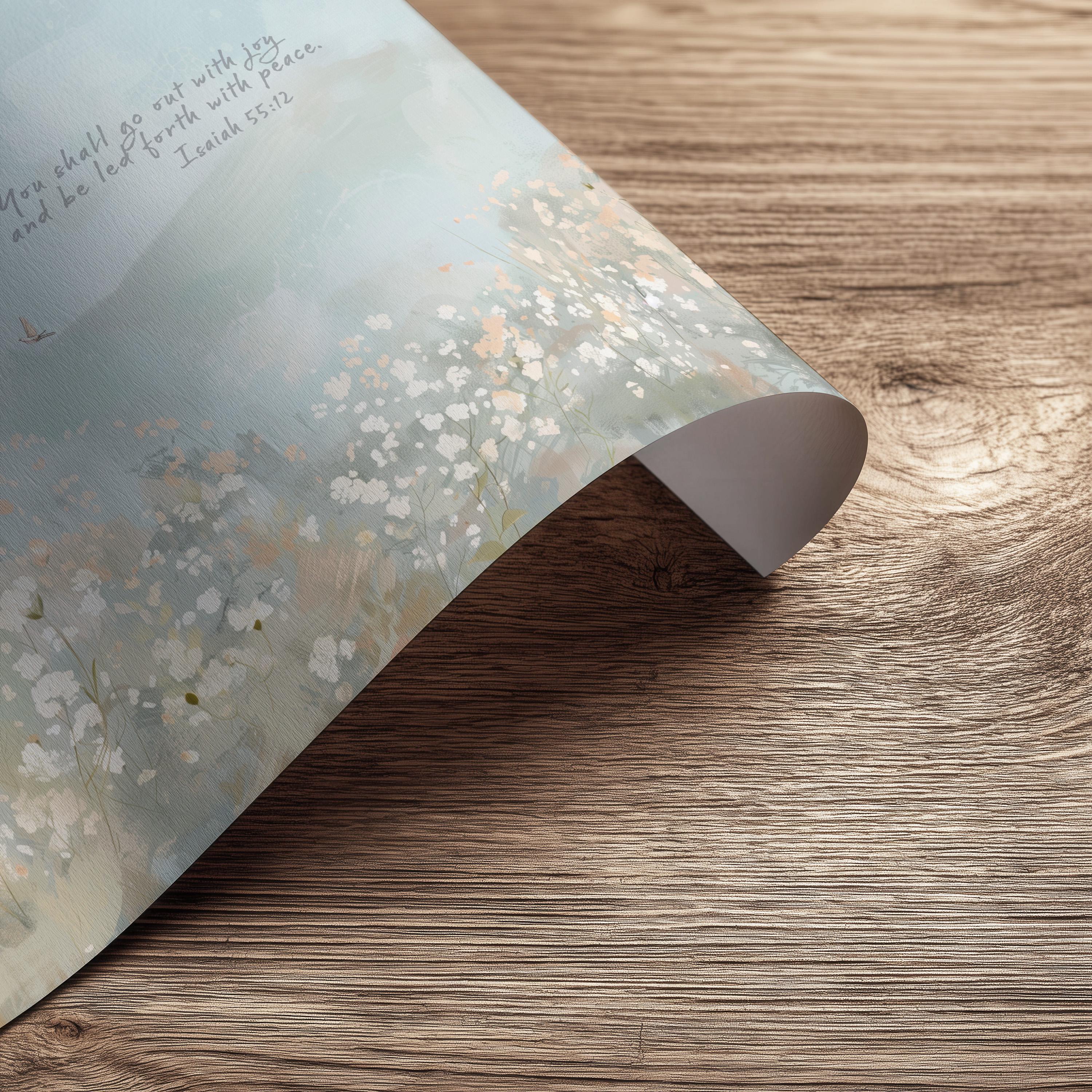 You Shall Go Out With Joy Nursery Wall Art, Isaiah 55:12 Scripture Print, Peaceful Floral Christian Artwork, Baby Room Faith Decor