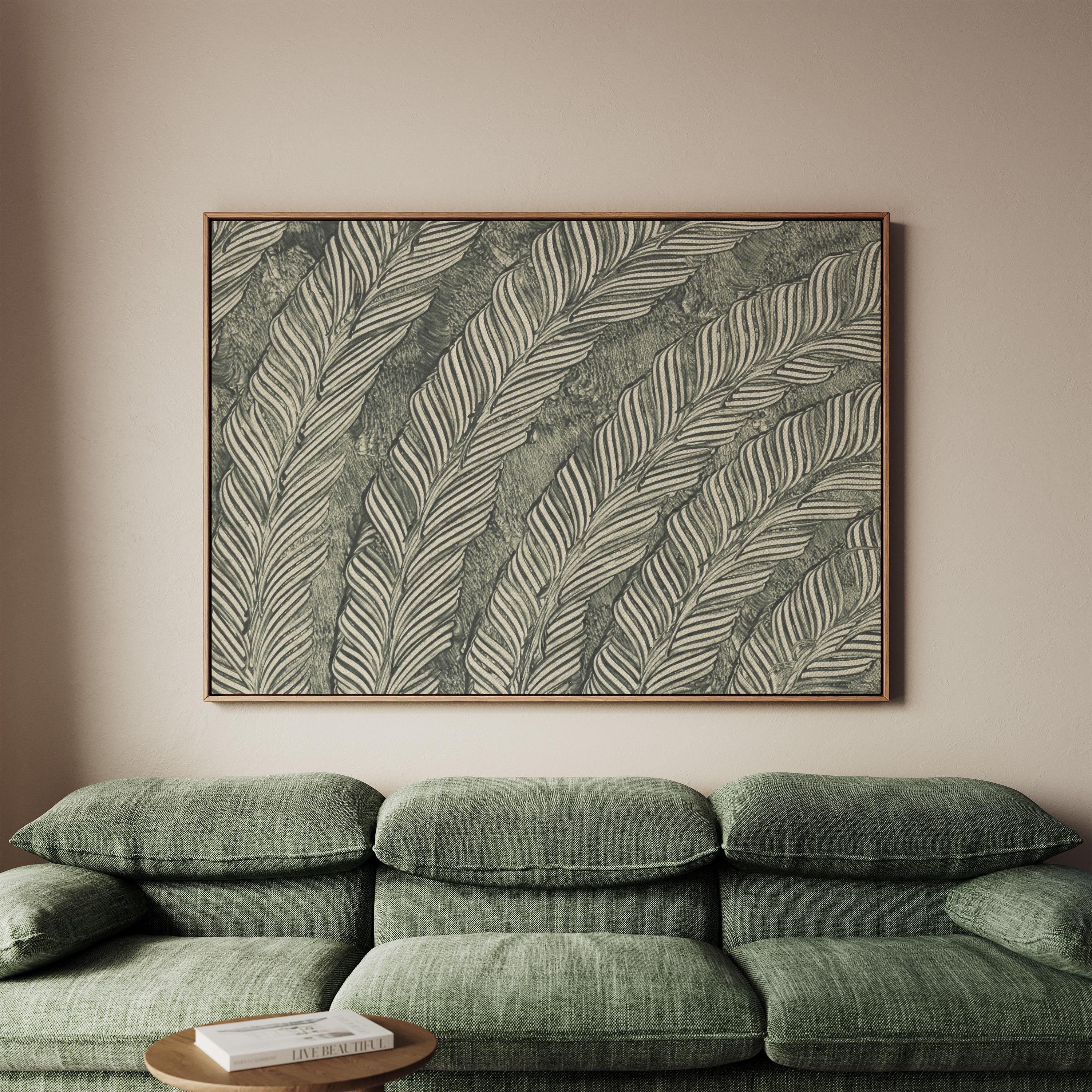 Neutral Botanical Wall Art, Green Palm Leaf Print, Earthy Faith Home Decor