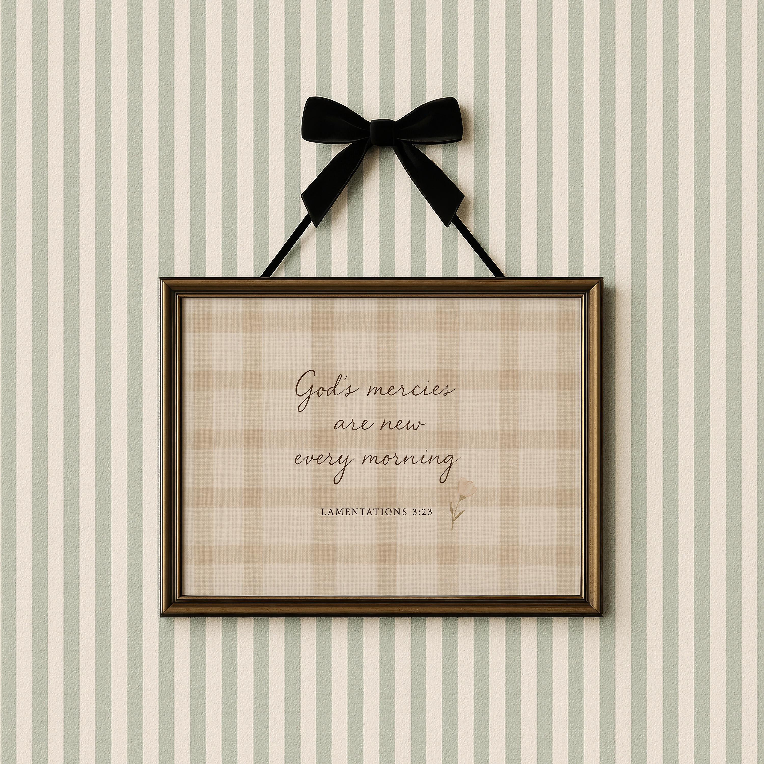 Baby Girl Nursery Decor Lamentations 3:23, God’s Mercies Are New Every Morning Artwork