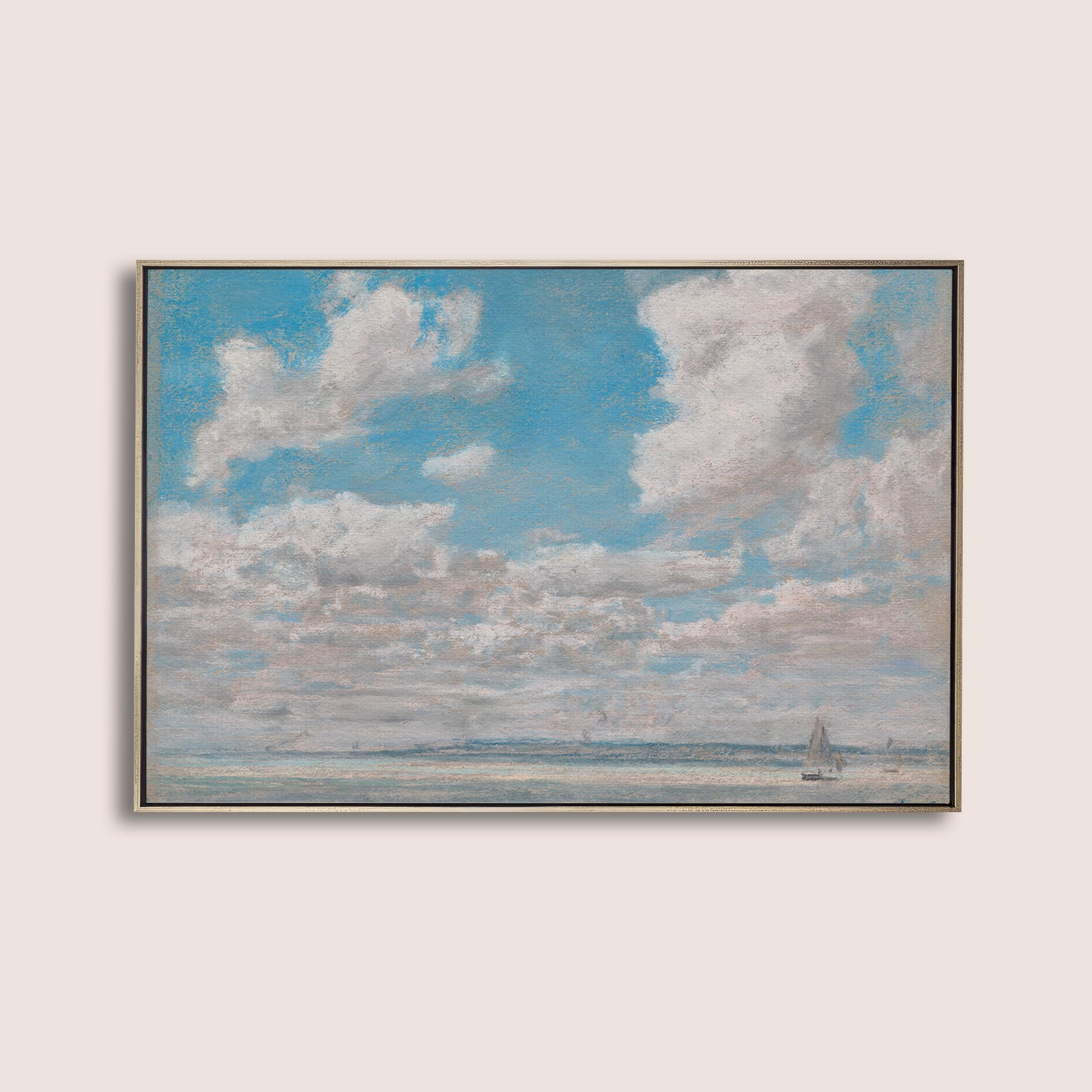 Neutral Nursery Landscape Wall Art – Soft Pastoral Ocean Print– Gender Neutral Baby Room Decor – Minimalist Nursery Artwork