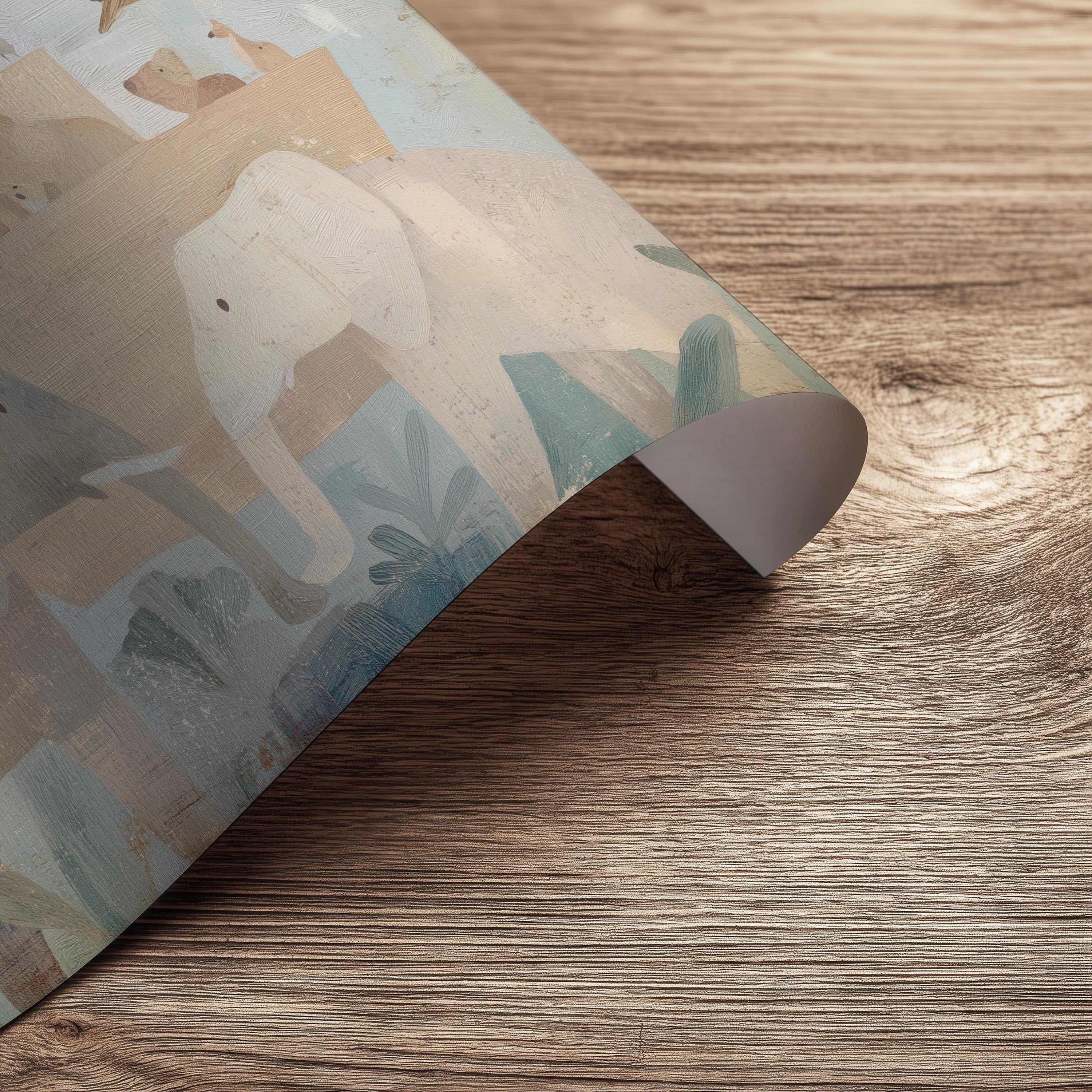 Noah’s Ark Neutral Nursery Art, Christian Animal Print, Abstract Faith Kids Room Decor