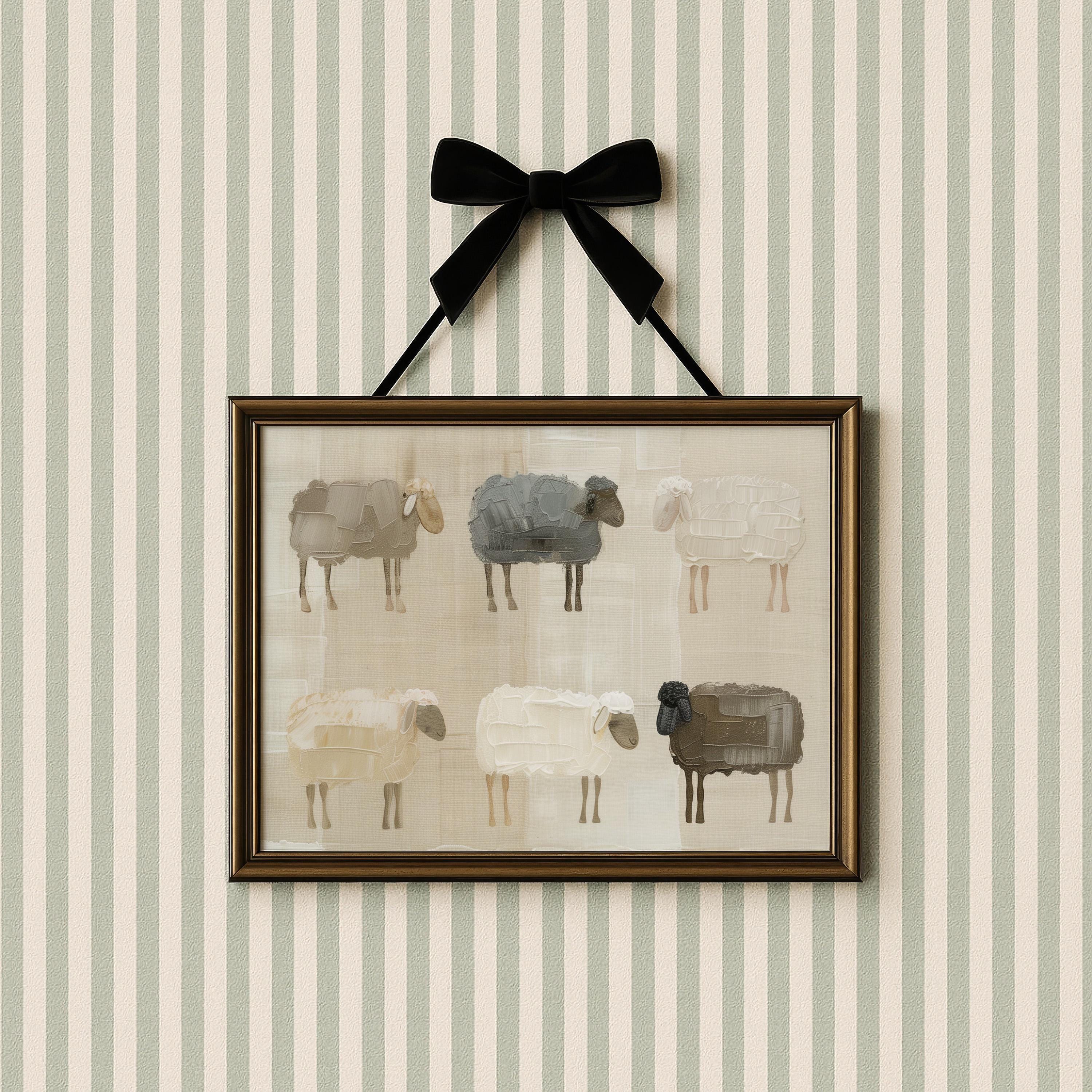 Abstract Sheep Wall Art, Minimalist Animal Print, Cozy Beige Nursery